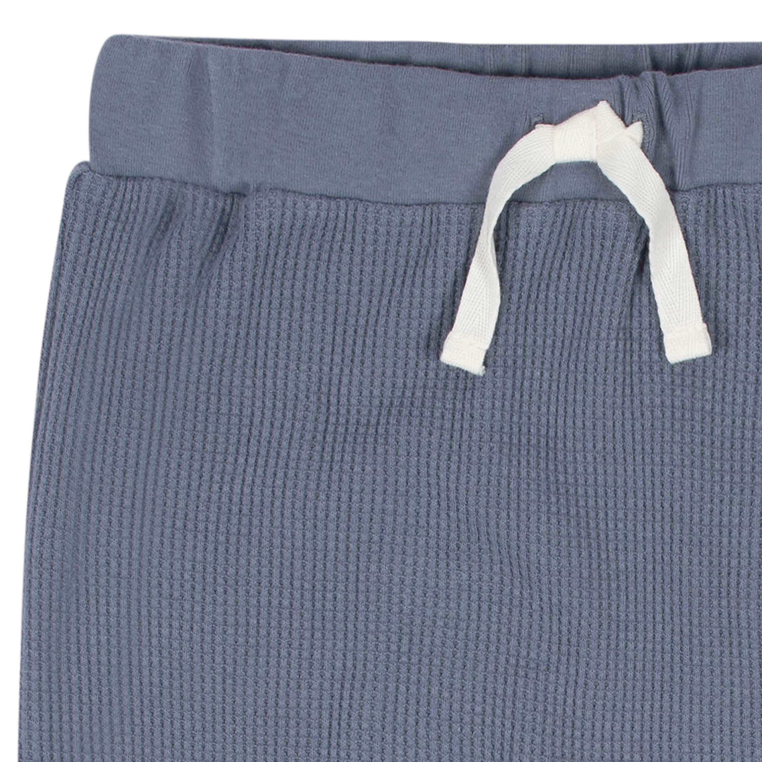 2-Piece Infant & Toddler Boys Dusty Blue Waffle Hoodie & Jogger Set - Image 7
