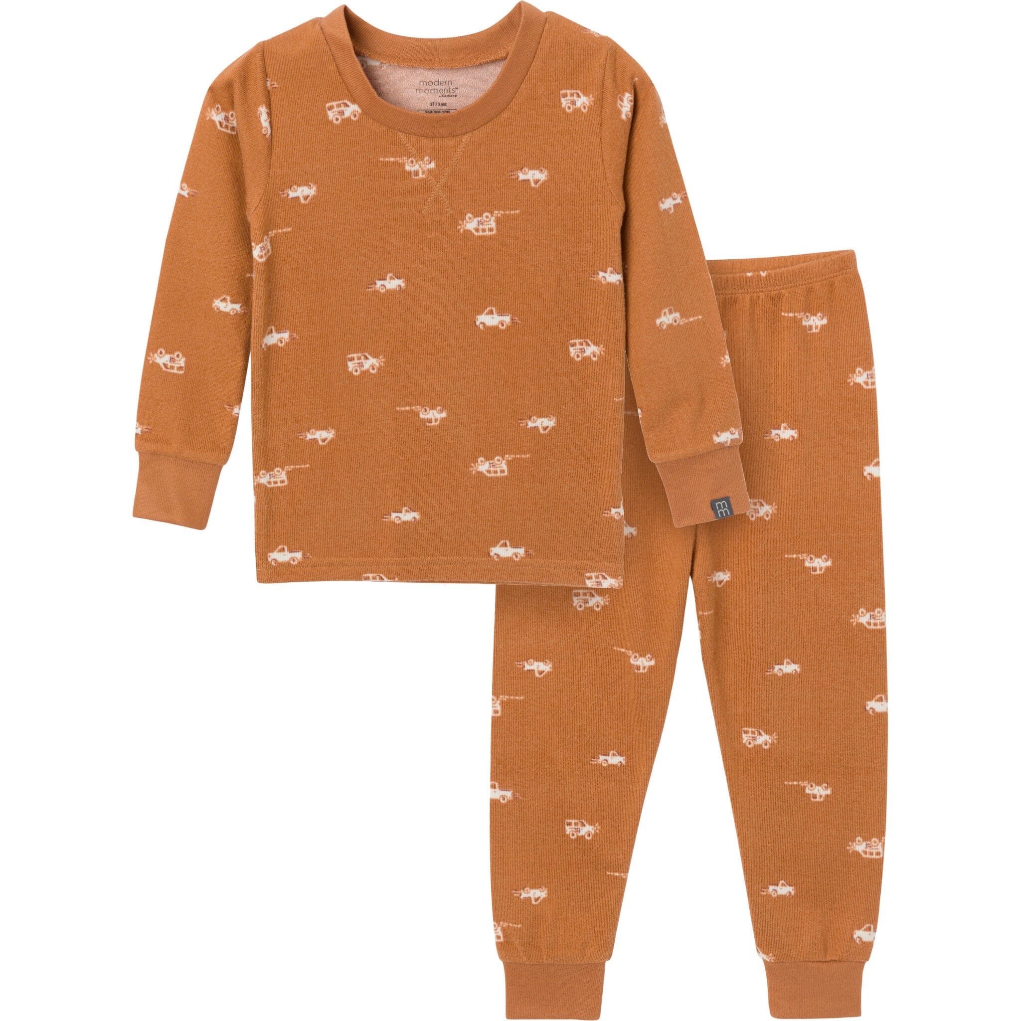 2-Piece Infant & Toddler Boys Lt Med Brown Cars Pajama Set