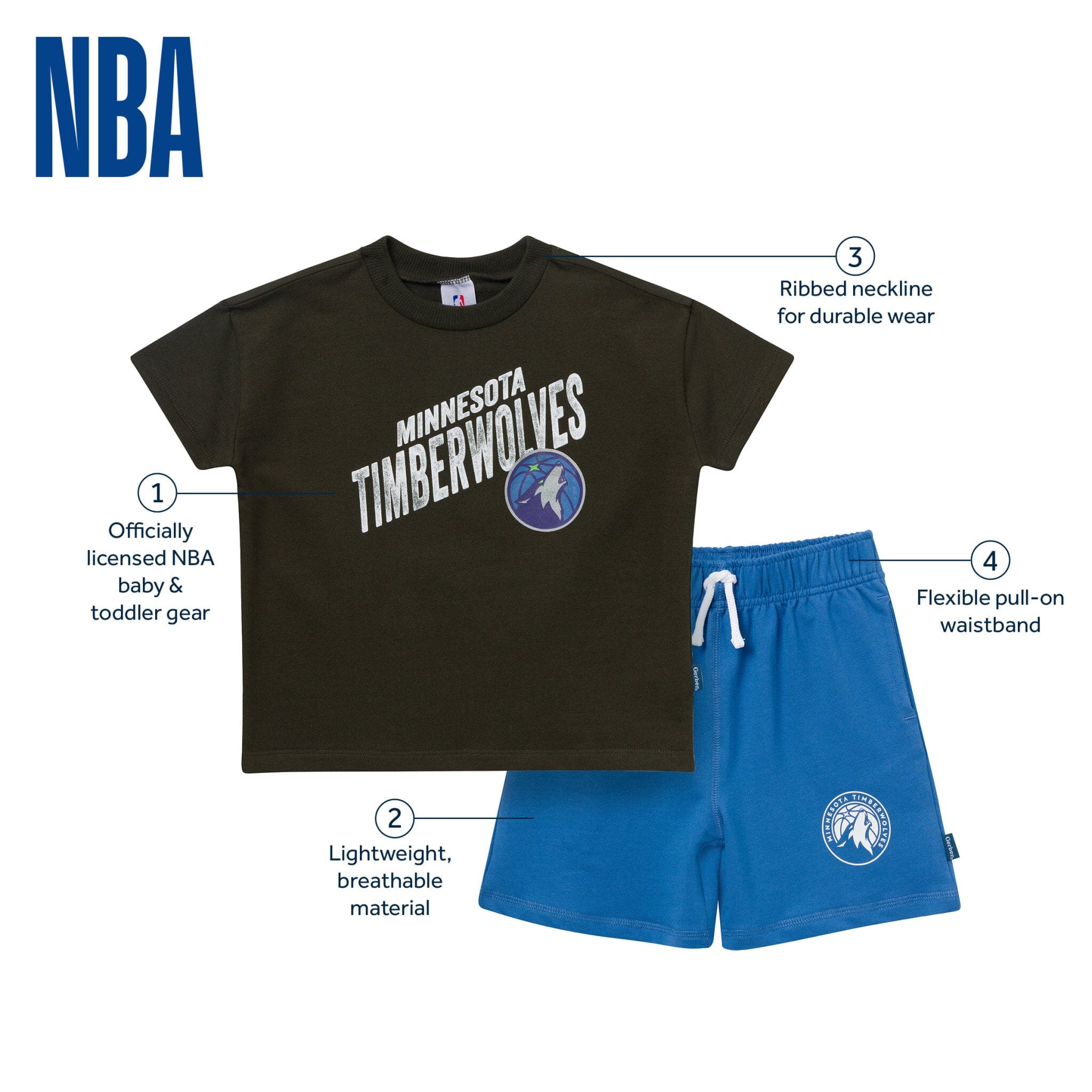 2-Piece Infant & Toddler Boys Minnesota Timberwolves T-Shirt & Shorts Set - Image 5
