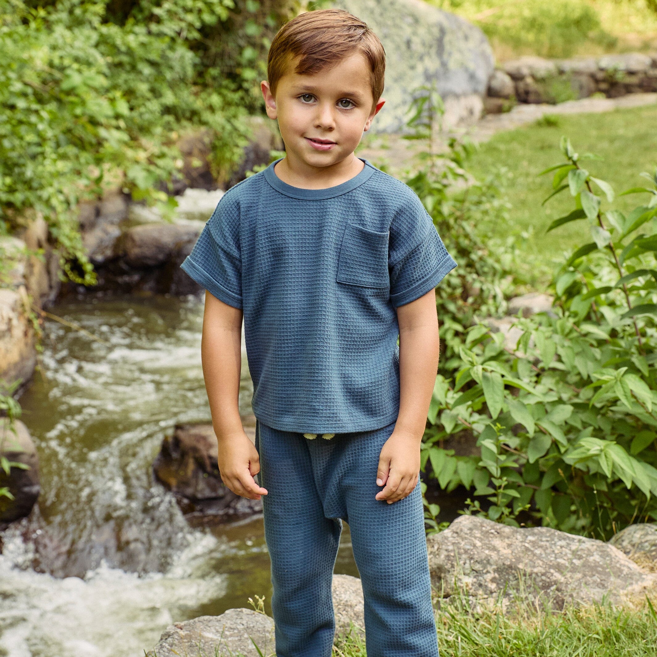 2-Piece Infant & Toddler Boys Navy Pants and Shirt Set - Image 3