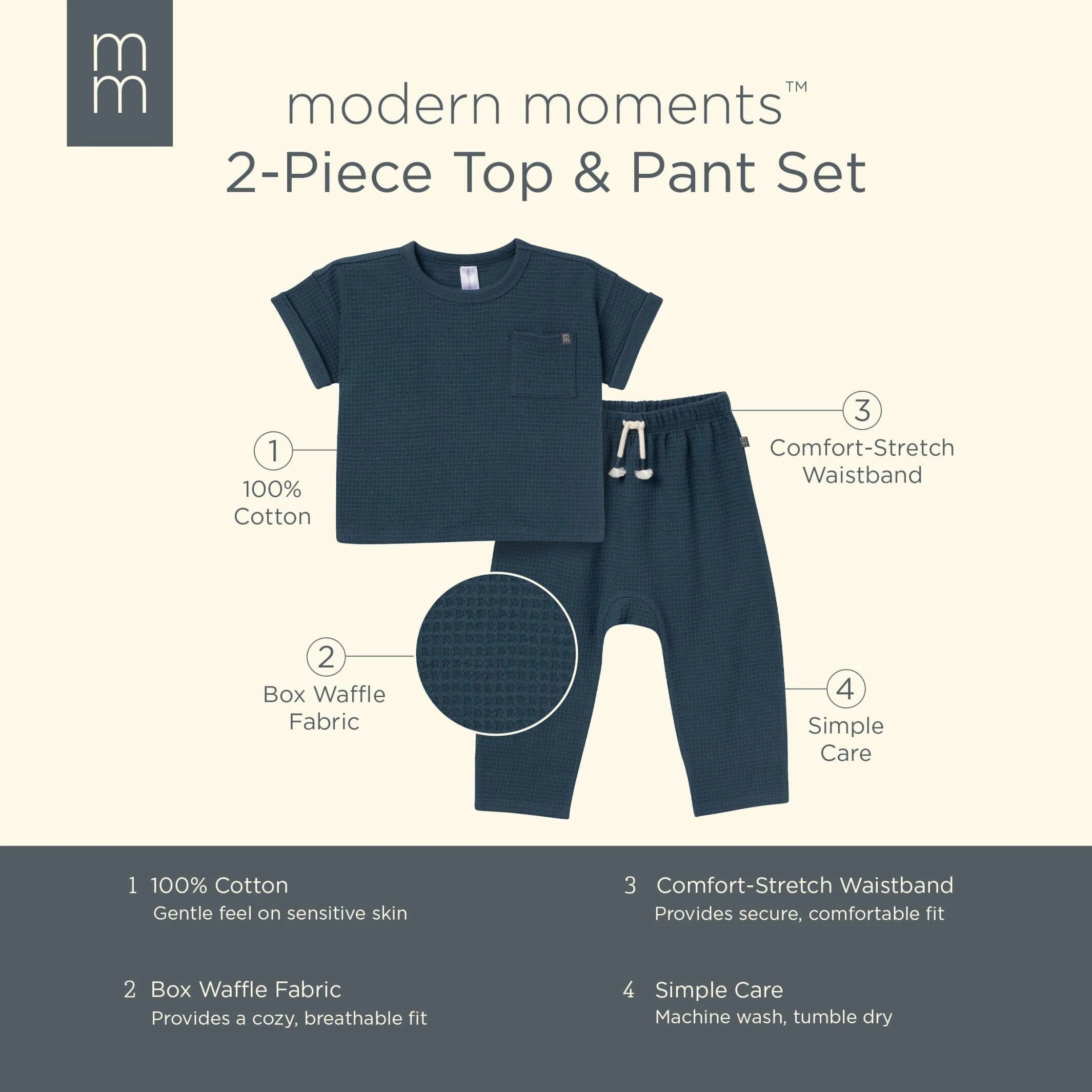 2-Piece Infant & Toddler Boys Navy Pants and Shirt Set - Image 9
