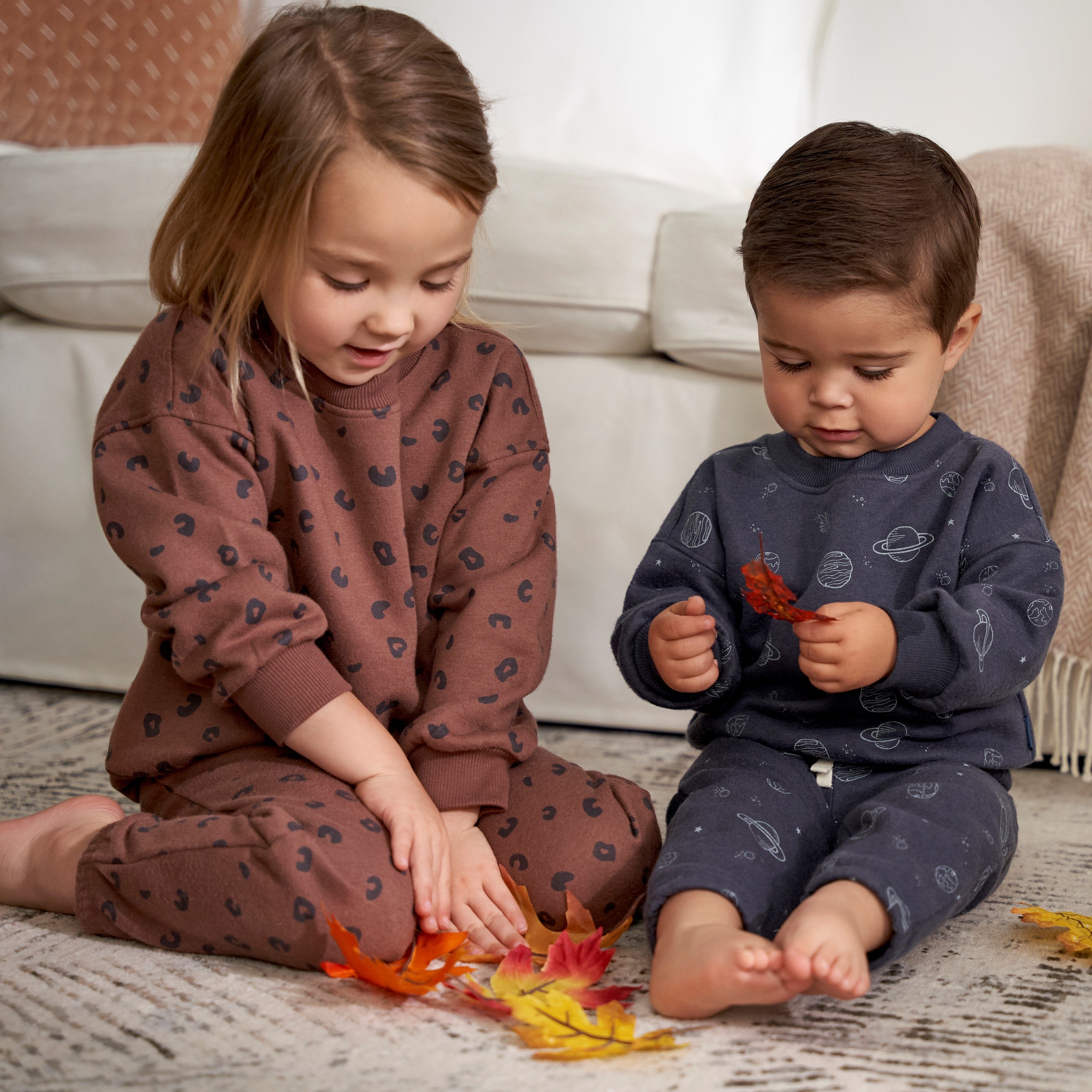 2-Piece Infant and Toddler Boys Navy Space Sweatshirt & Pant Set - Image 3