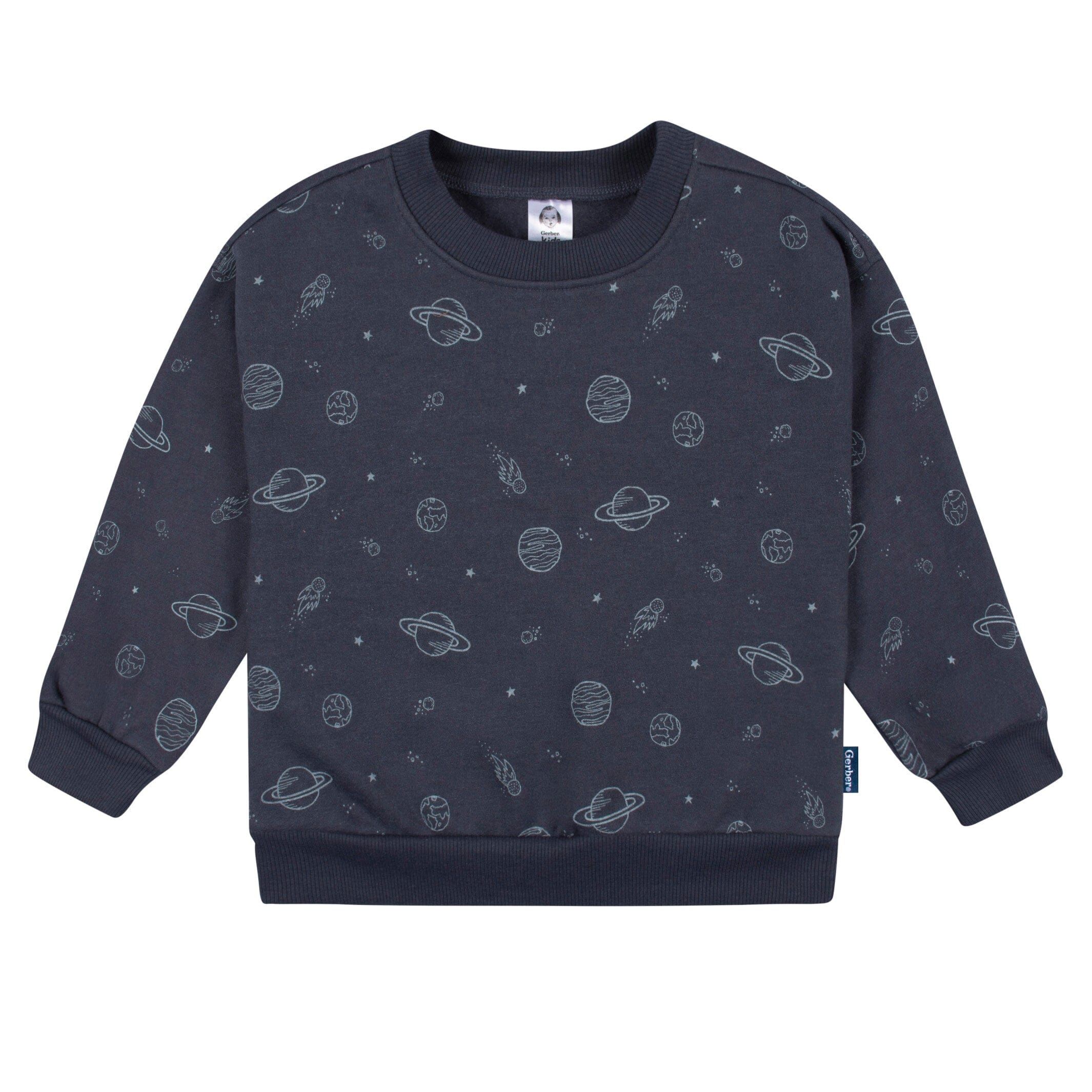2-Piece Infant and Toddler Boys Navy Space Sweatshirt & Pant Set - Image 4