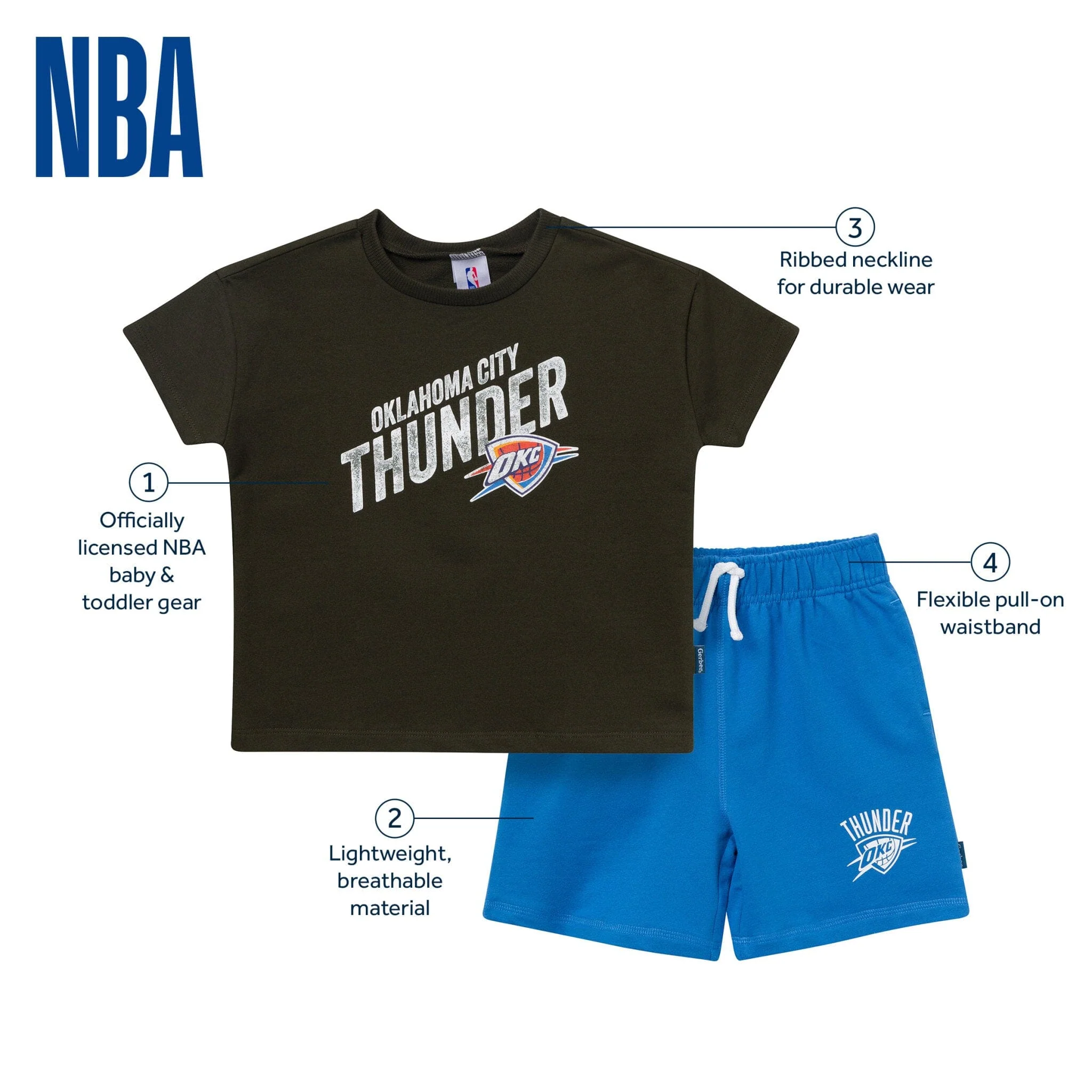 2-Piece Infant & Toddler Boys Oklahoma City Thunder T-Shirt & Shorts Set - Image 5