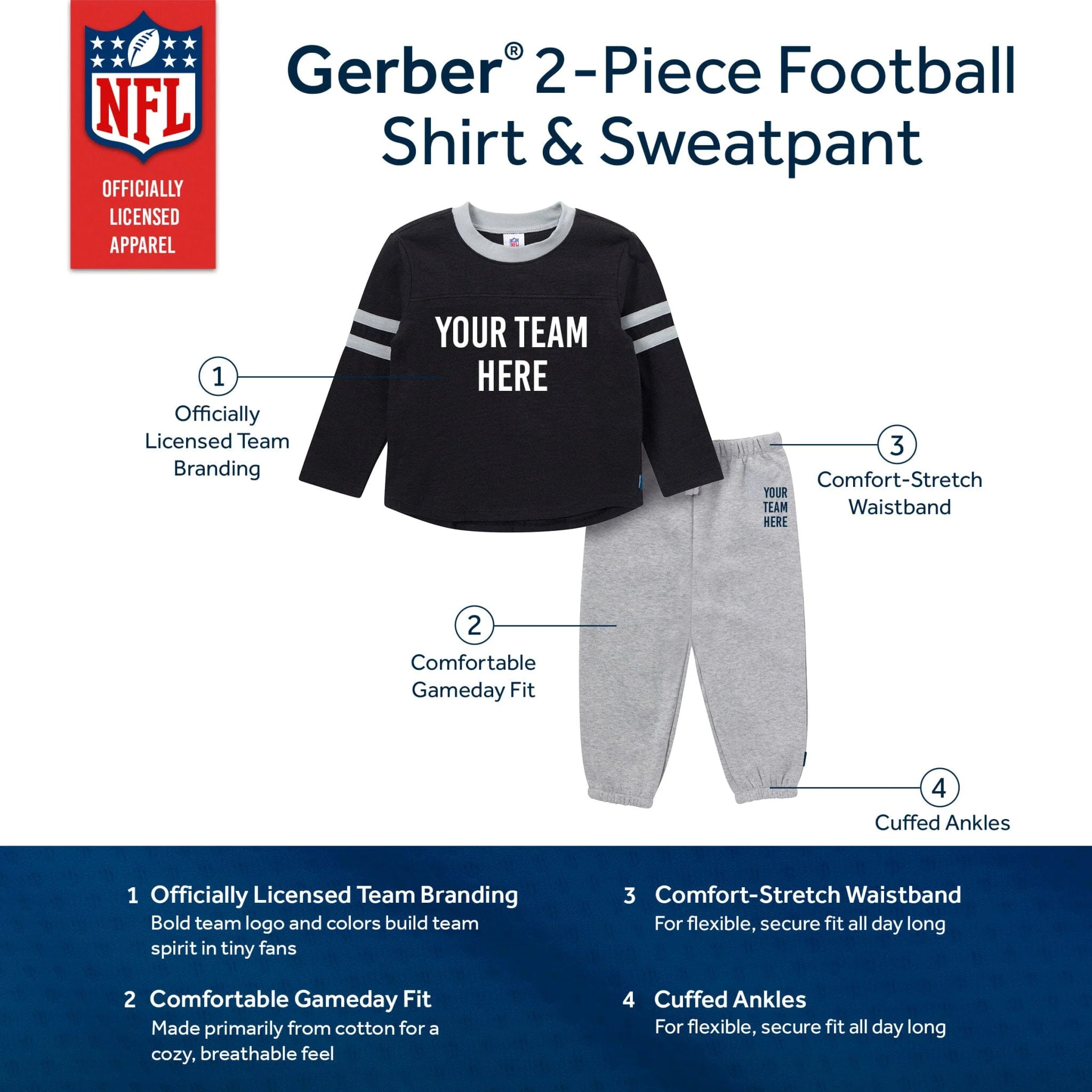 2-Piece Infant & Toddler Boys Green Bay Packers Shirt and Sweatpant Set - Image 5