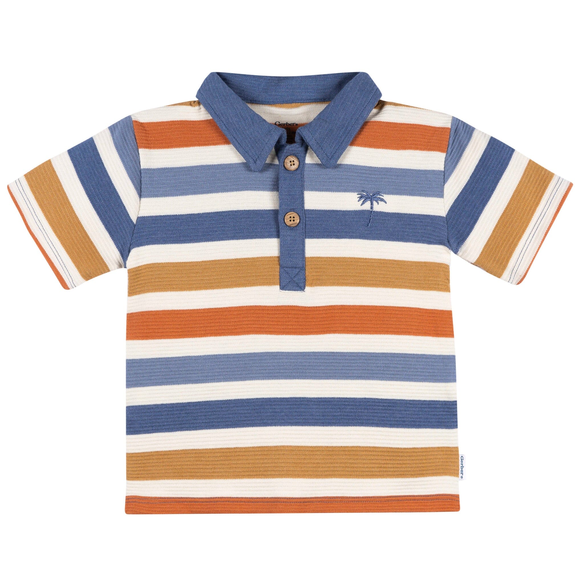 2-Piece Infant & Toddler Boys Multicolor Stripe Polo Shirt and Shorts Set - Image 2