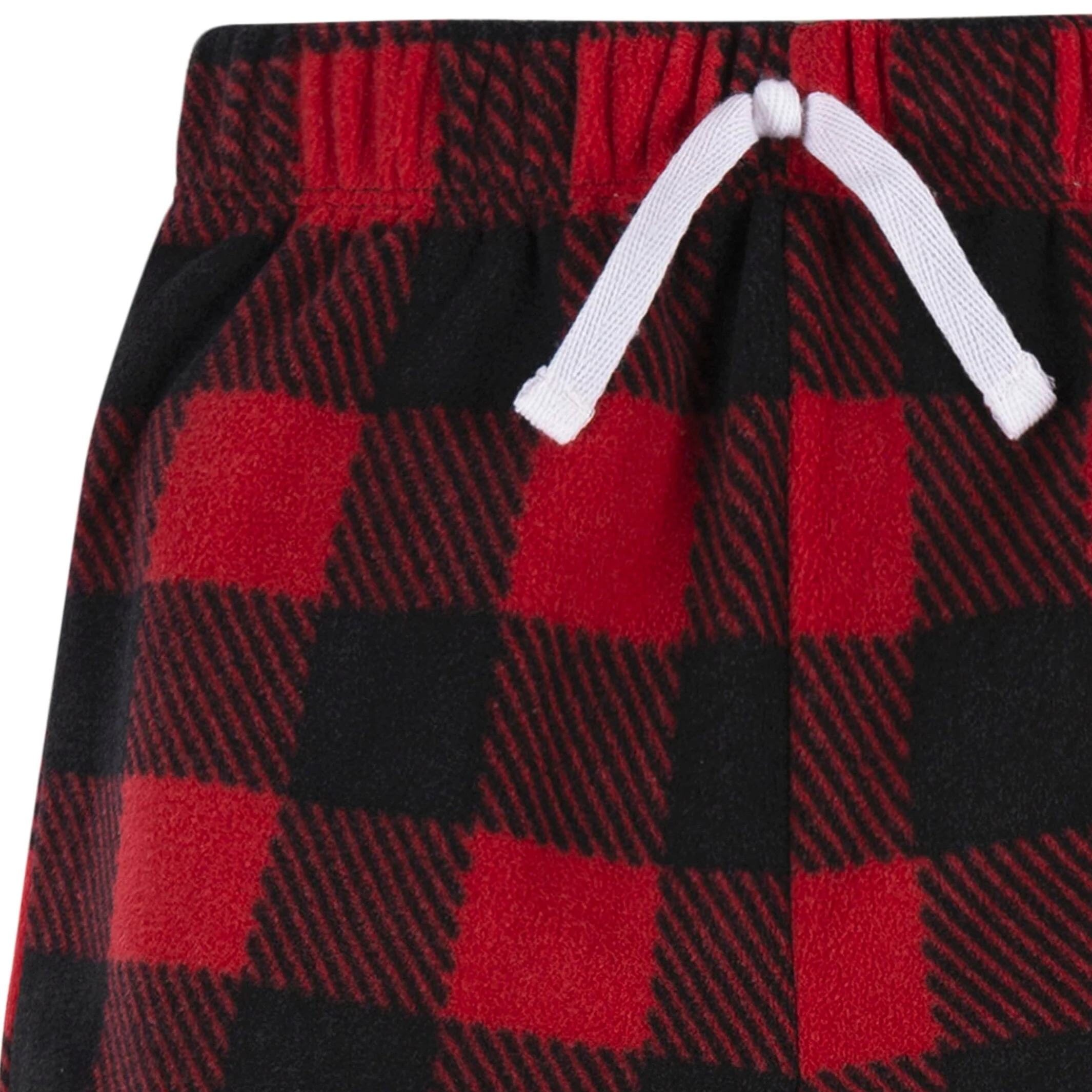 2-Piece Infant & Toddler Boys Red Plaid Fleece Pajamas - Image 5