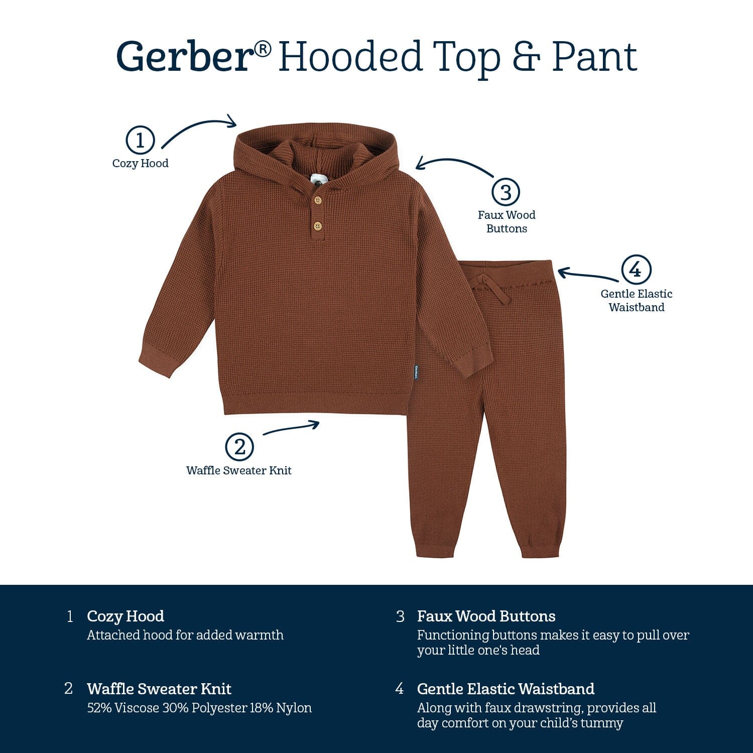 2-Piece Infant and Toddler Boys Rust Sweater Knit Set - Image 7