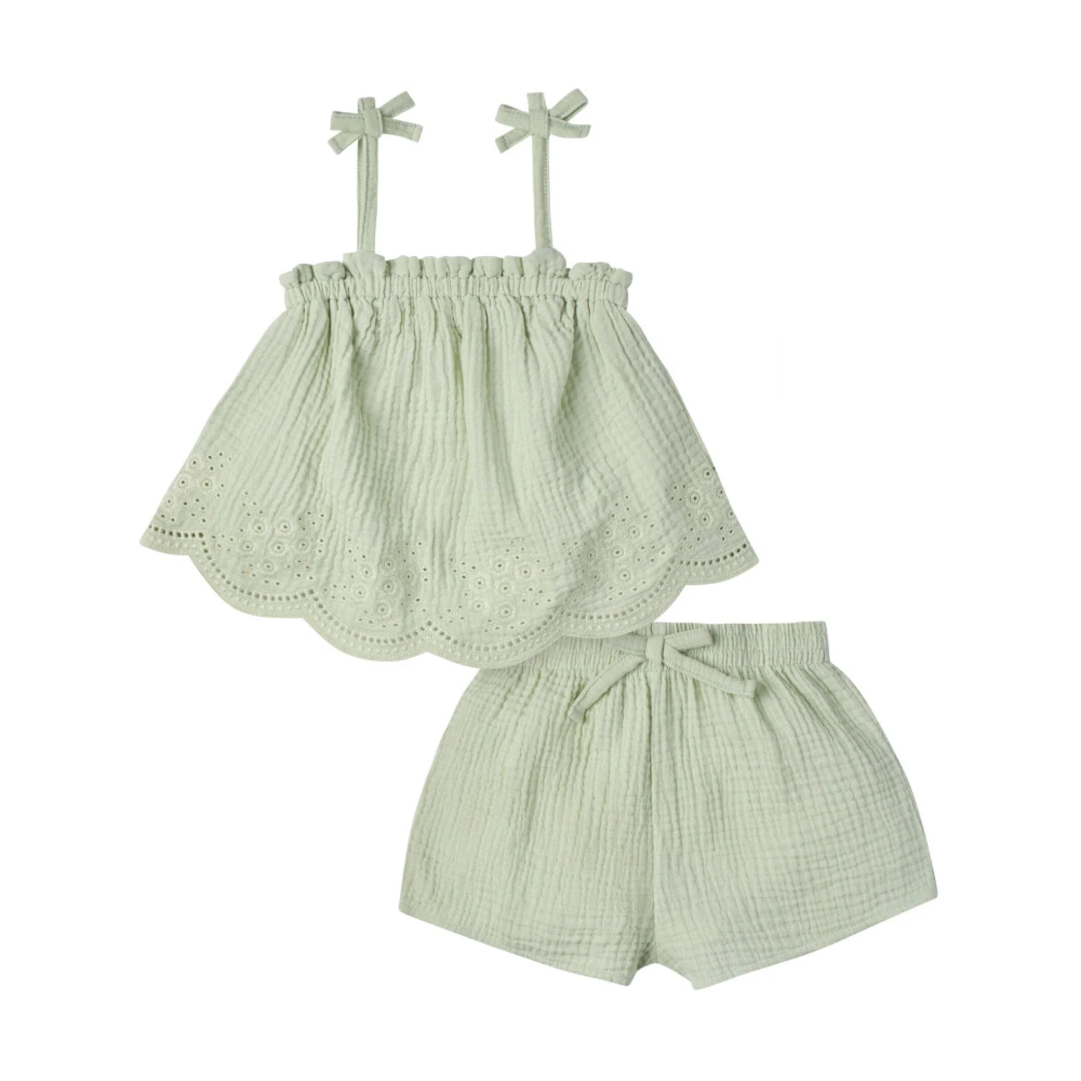 2-Piece Infant & Toddler Girls Mint Top & Short Set - Image 2