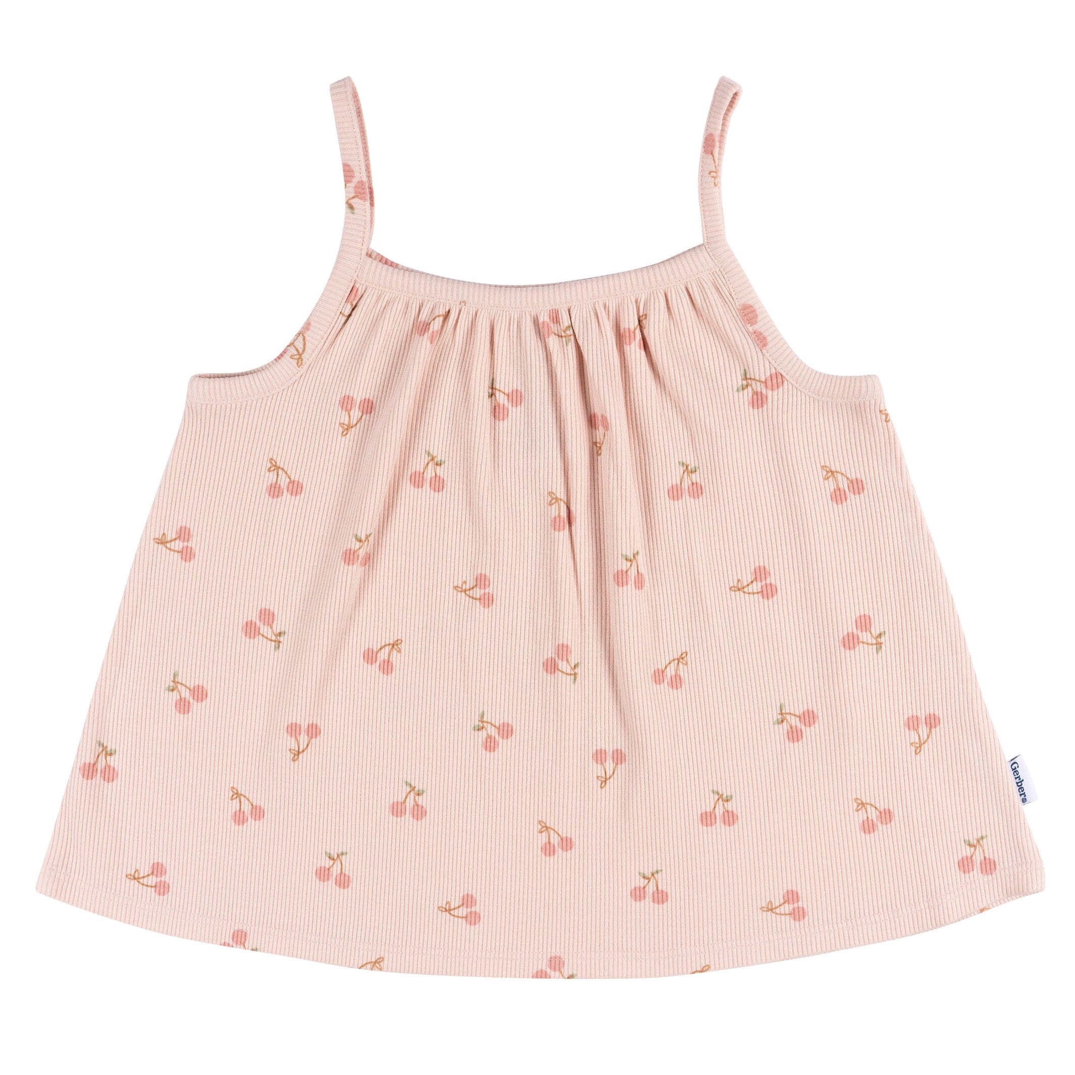 2-Piece Infant and Toddler Girls Blush Cherries Tank Top & Shorts Set - Image 3
