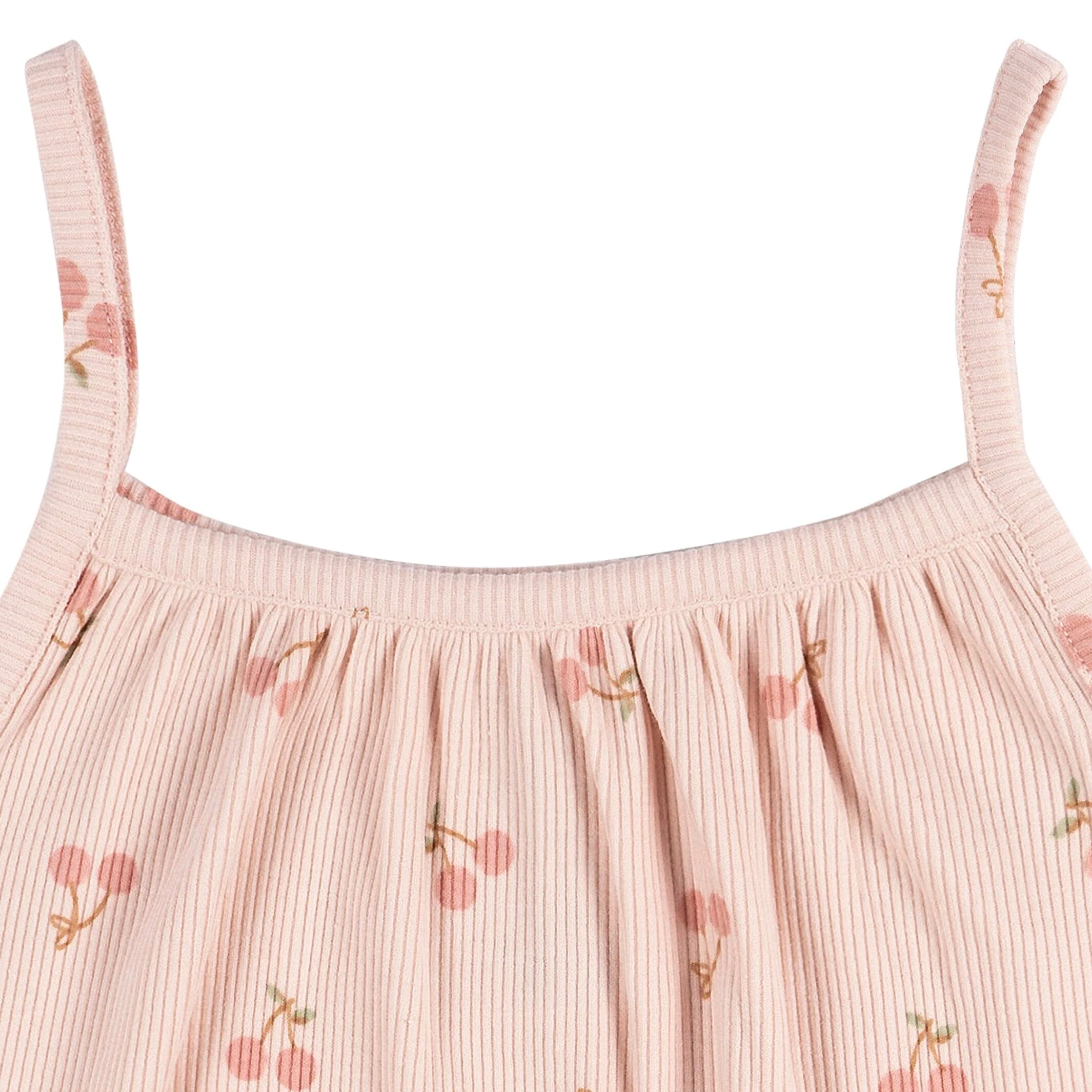 2-Piece Infant and Toddler Girls Blush Cherries Tank Top & Shorts Set - Image 4