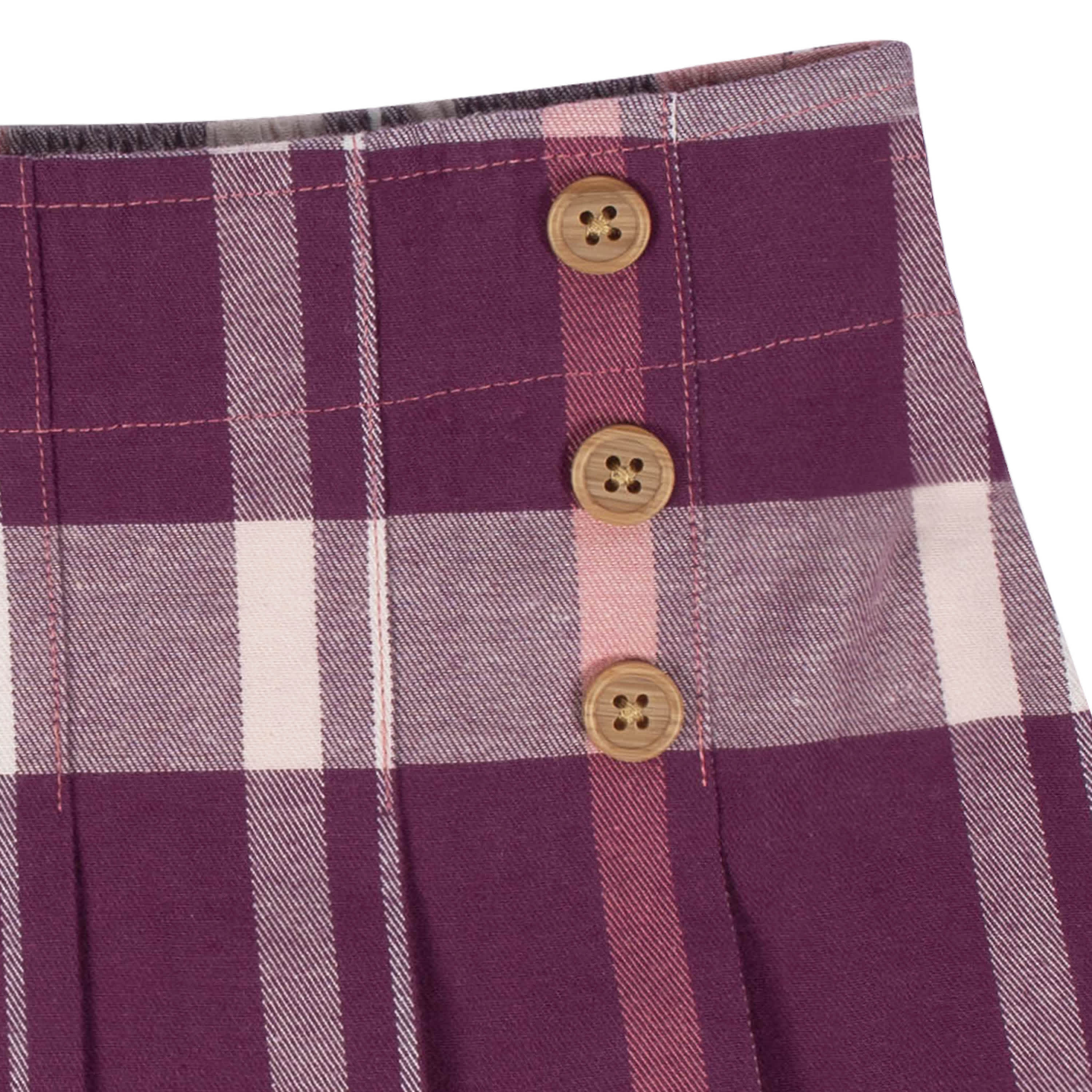2-Piece Infant & Toddler Girls Burgundy Plaid Tee & Skirt Set - Image 4
