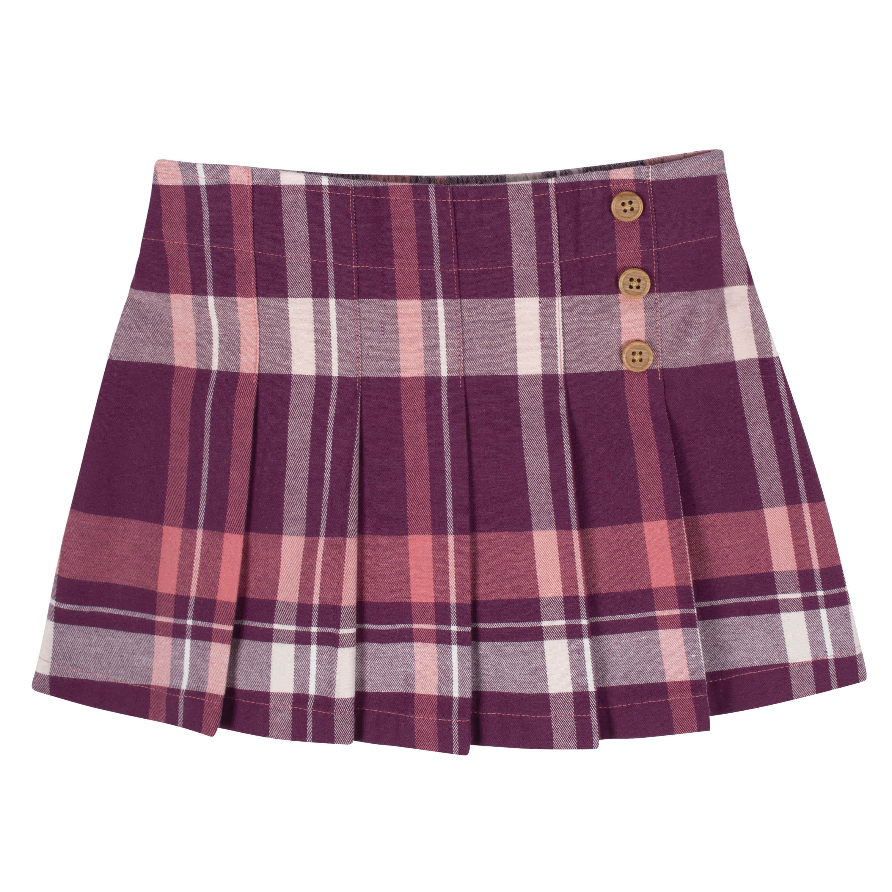 2-Piece Infant & Toddler Girls Burgundy Plaid Tee & Skirt Set - Image 5