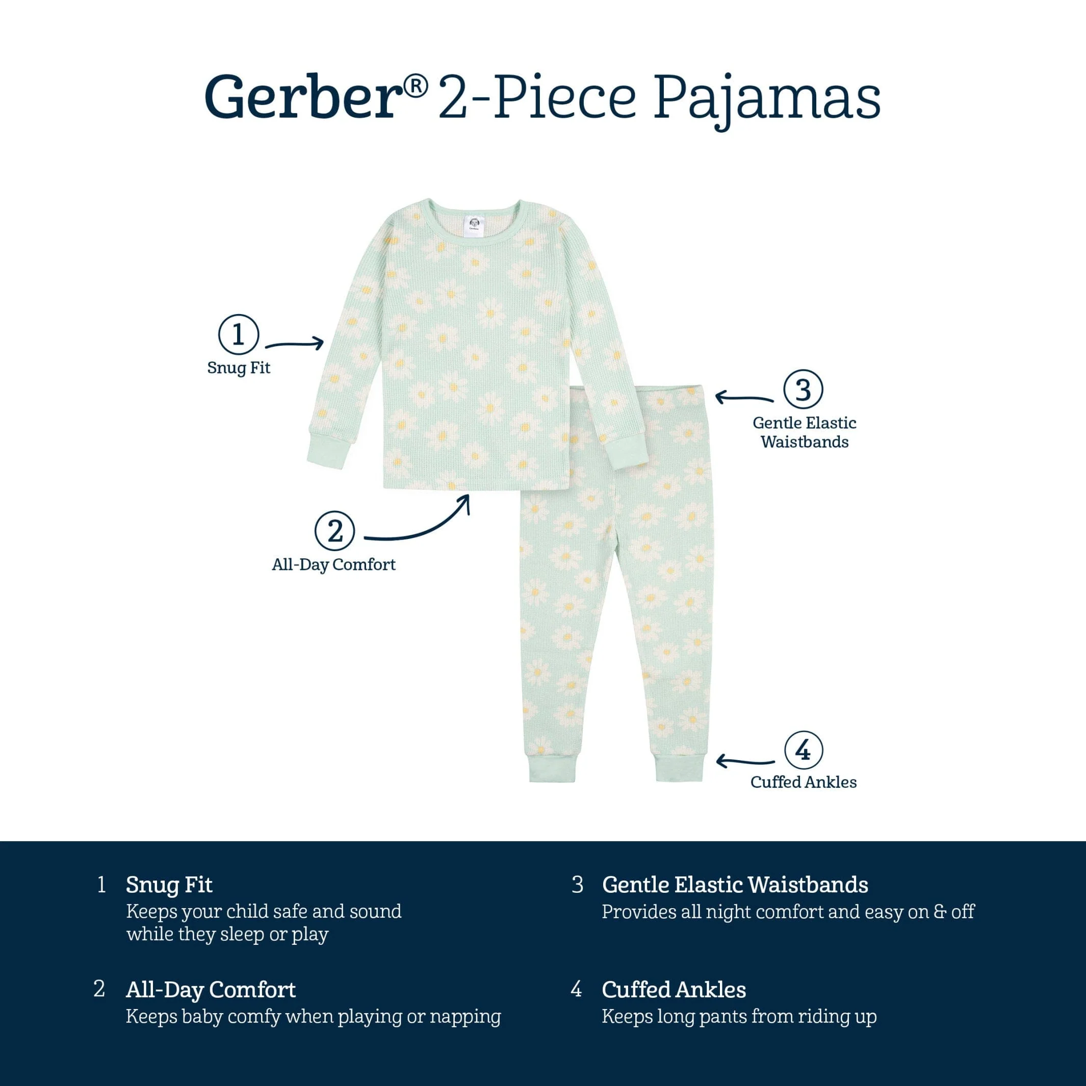 2-Piece Infant & Toddler Girls Daisies Snug Fit Pajama Set - Image 8
