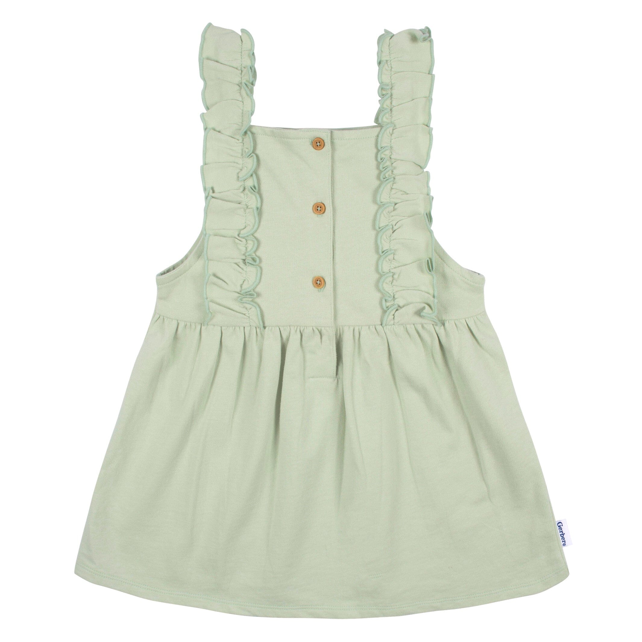 2-Piece Infant & Toddler Girls Green Floral Jumper & Top Set - Image 4
