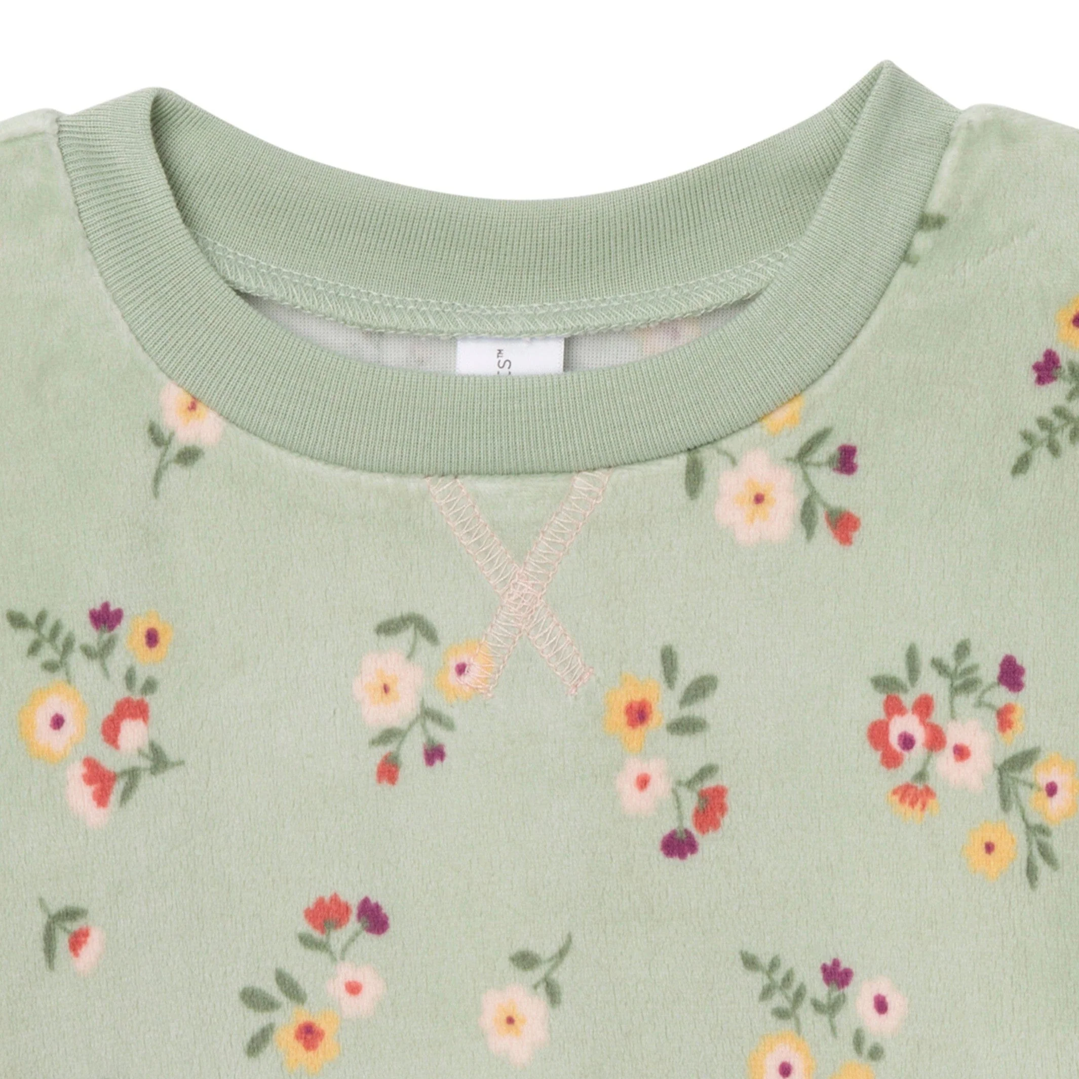 2-Piece Infant & Toddler Girls Green Flower Fleece Pajama Set - Image 3