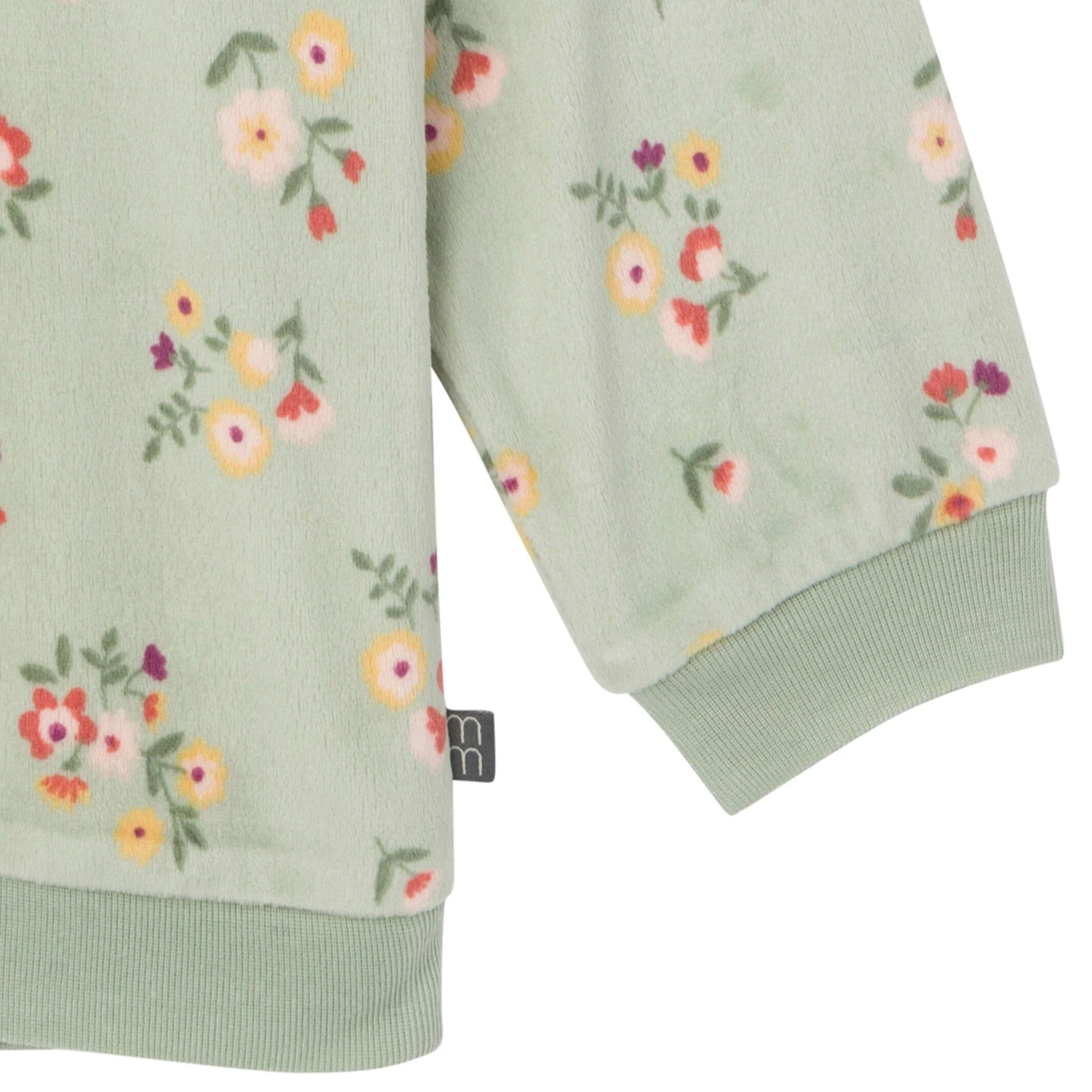 2-Piece Infant & Toddler Girls Green Flower Fleece Pajama Set - Image 4
