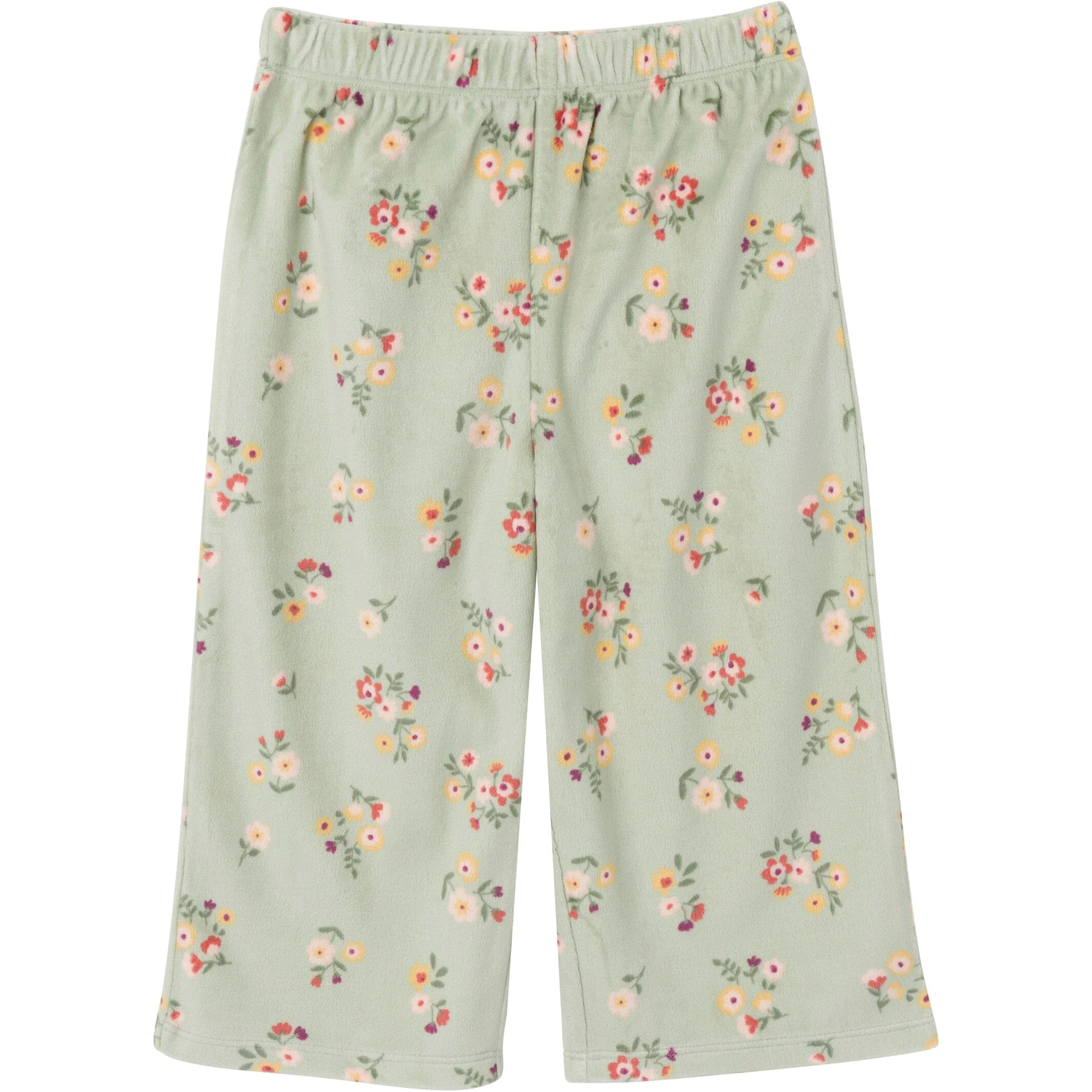2-Piece Infant & Toddler Girls Green Flower Fleece Pajama Set - Image 5