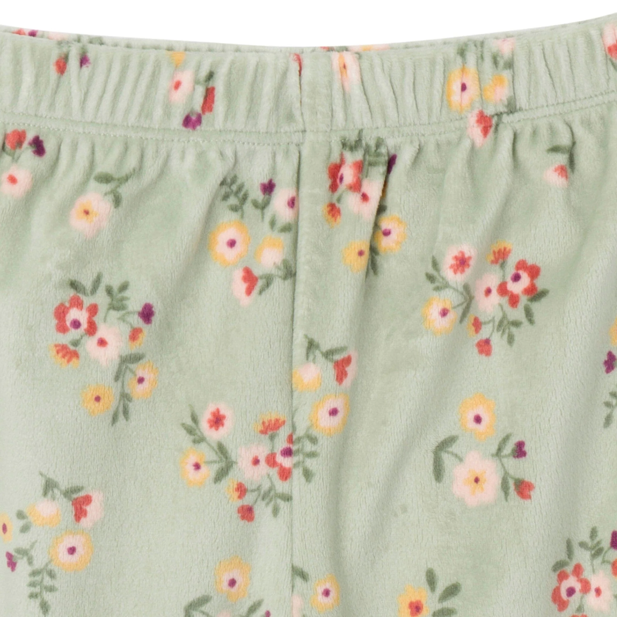 2-Piece Infant & Toddler Girls Green Flower Fleece Pajama Set - Image 6