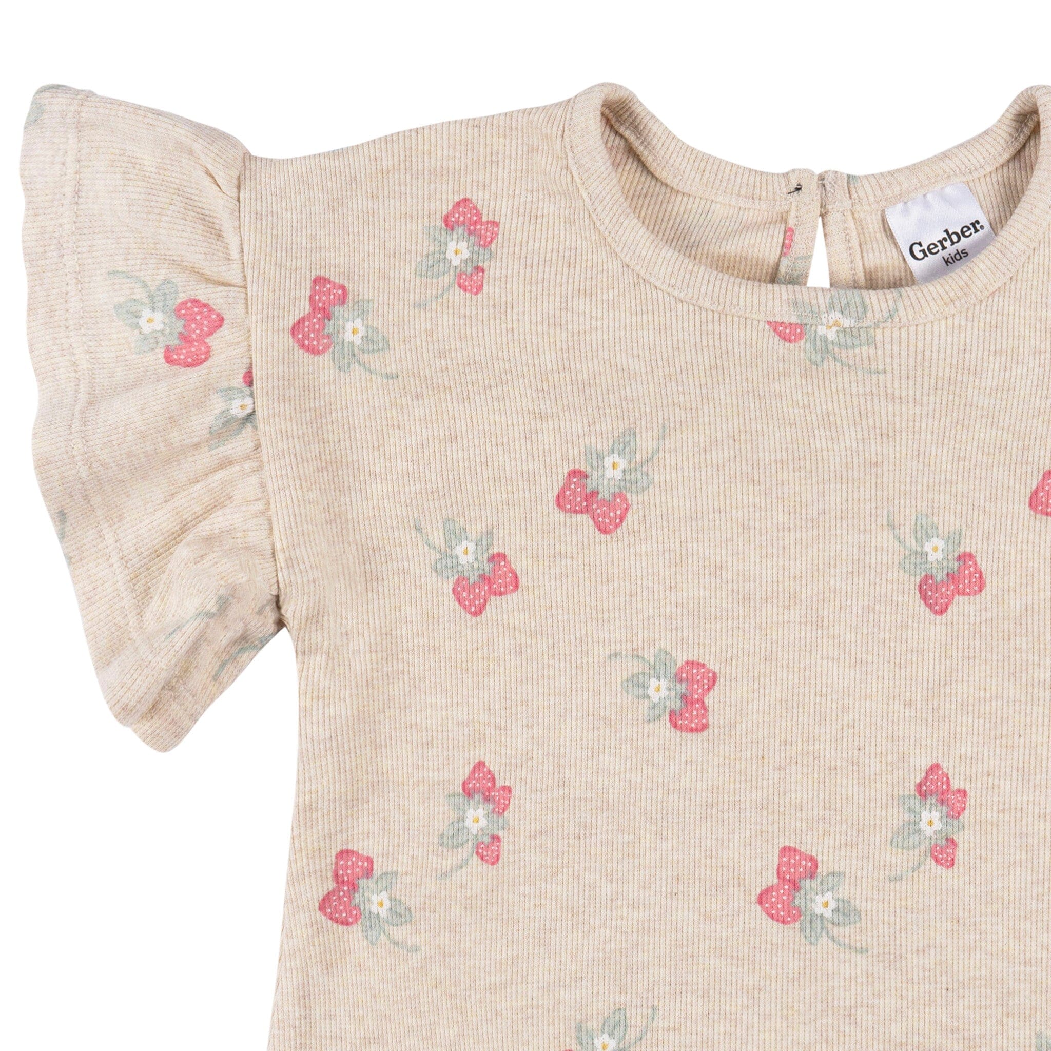 2-Piece Infant & Toddler Girls Heather Strawberry Shirt and Shorts Set - Image 3