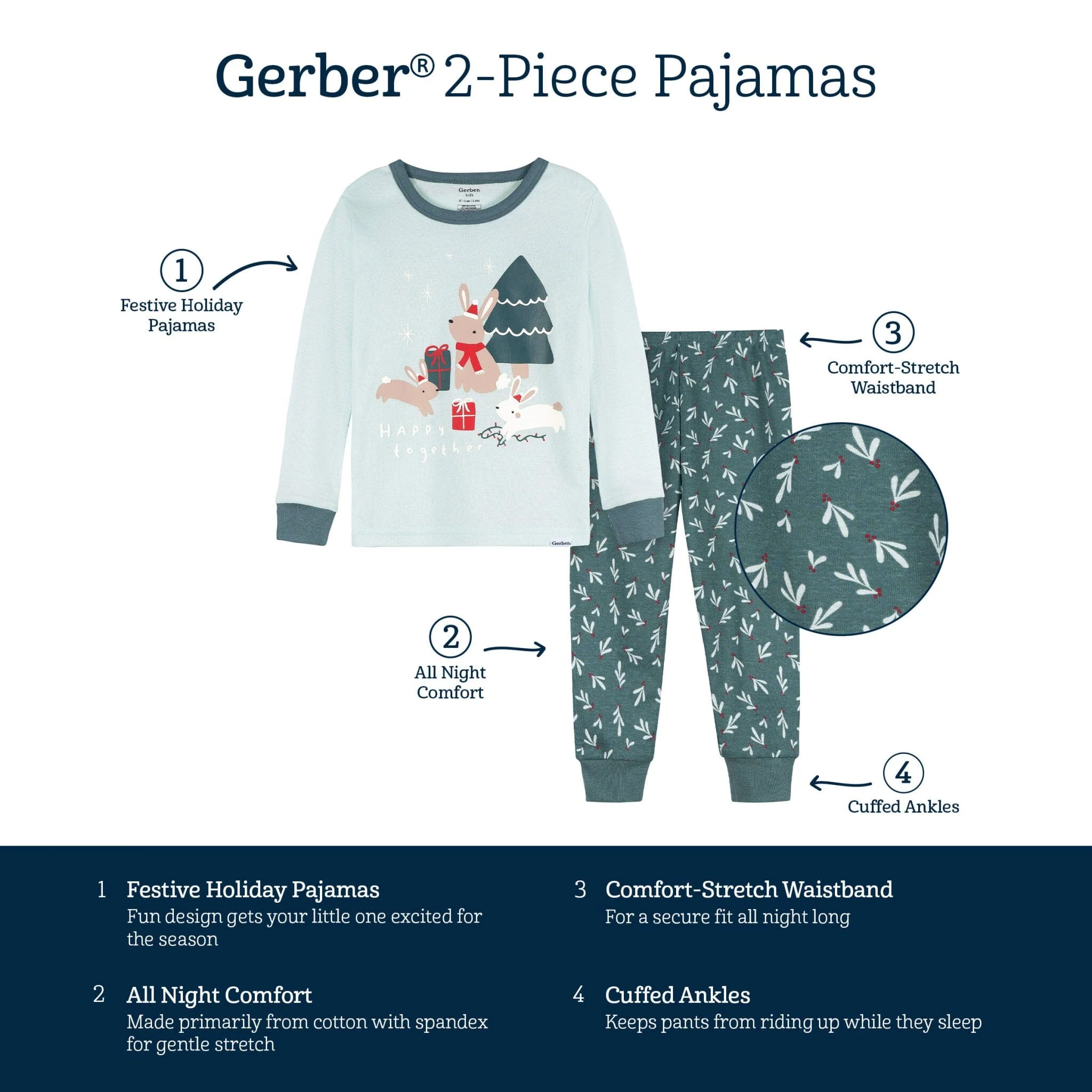 2-Piece Infant & Toddler Girls Mistletoe Snug Fit Pajama Set - Image 8