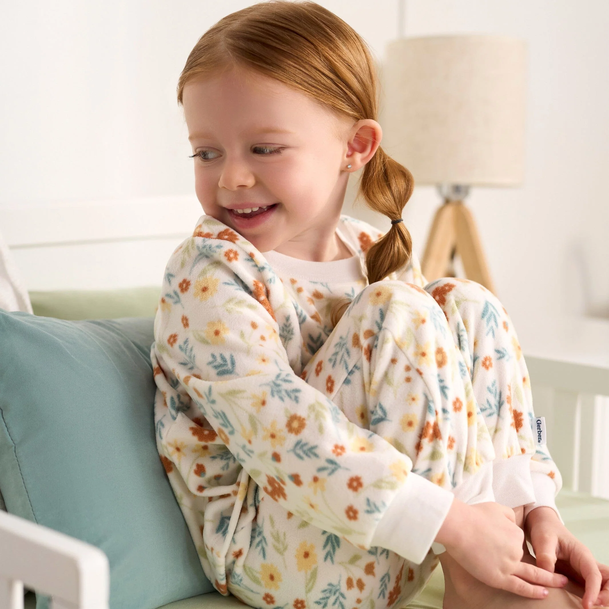 2-Piece Infant & Toddler Girls Ivory Floral Fleece Pajamas - Image 3