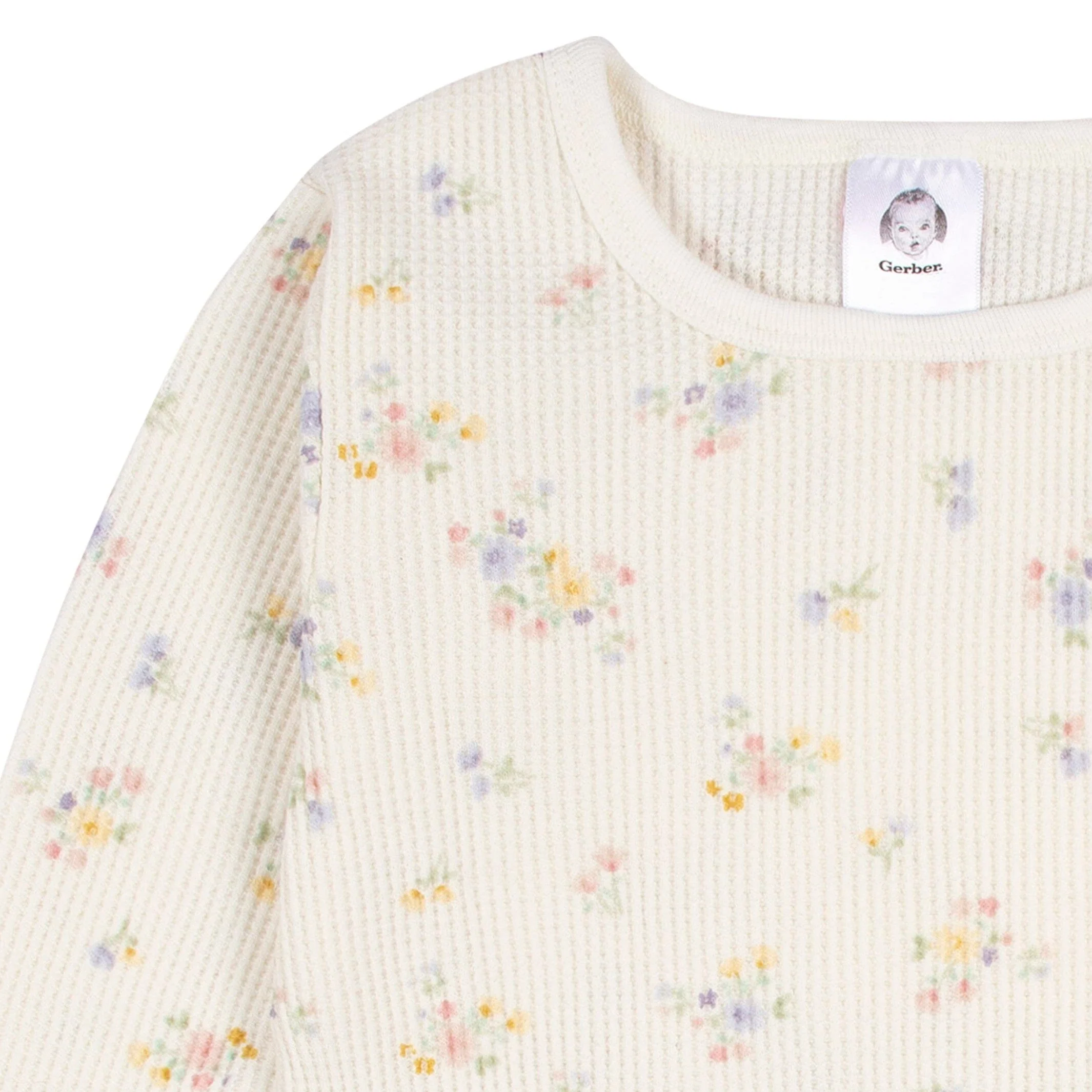 2-Piece Infant & Toddler Girls Ivory Floral Snug Fit Pajama Set - Image 3