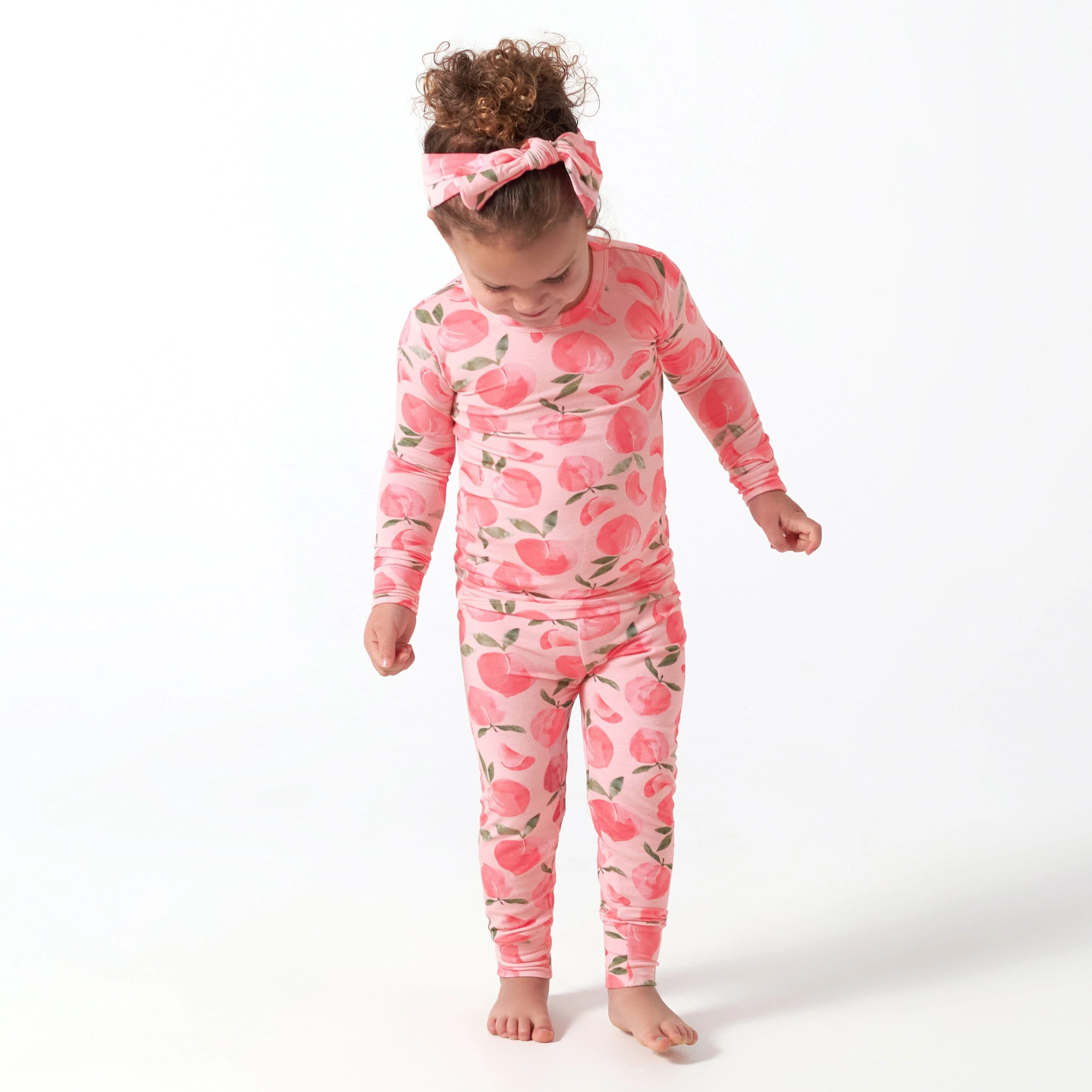 2-Piece Infant & Toddler Girls Just Peachy Buttery Soft Viscose Made from Eucalyptus Snug Fit Pajamas - Image 3