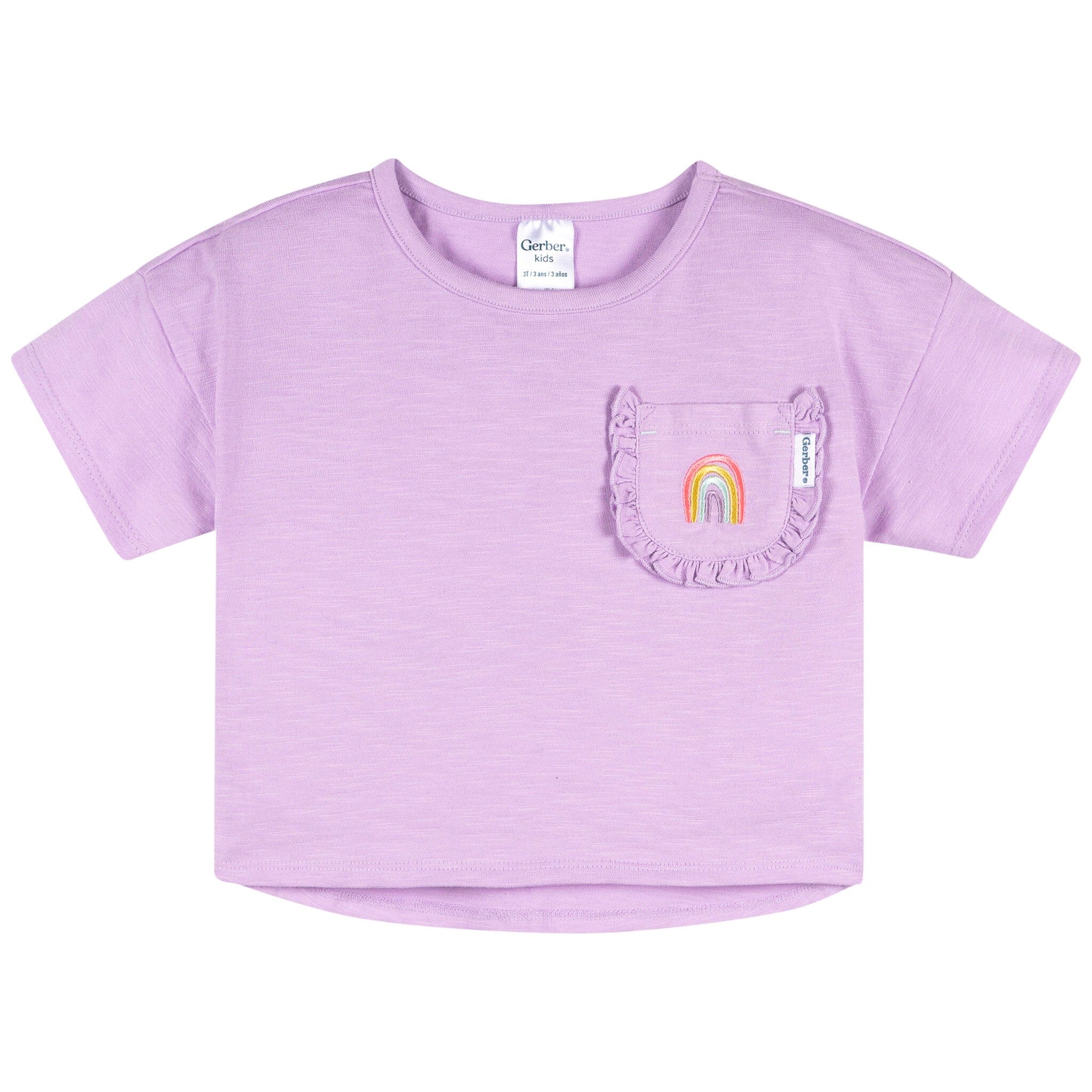 2-Piece Infant & Toddler Girls Rainbow Pocket Tee and Shorts Set - Image 2