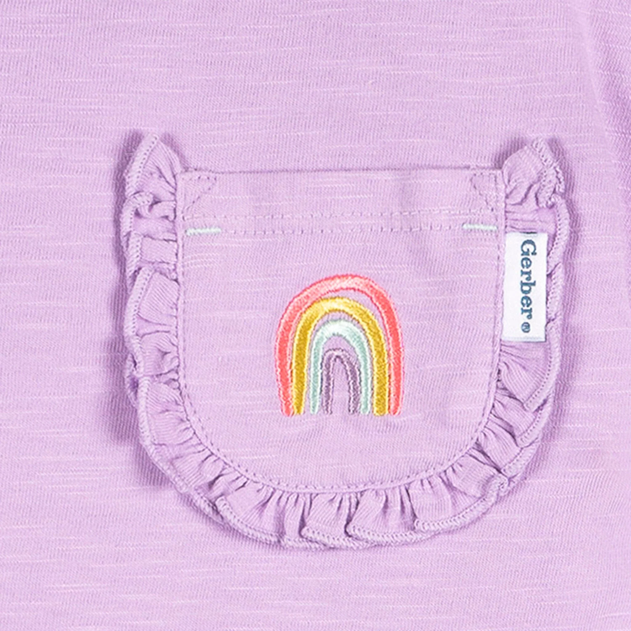 2-Piece Infant & Toddler Girls Rainbow Pocket Tee and Shorts Set - Image 3