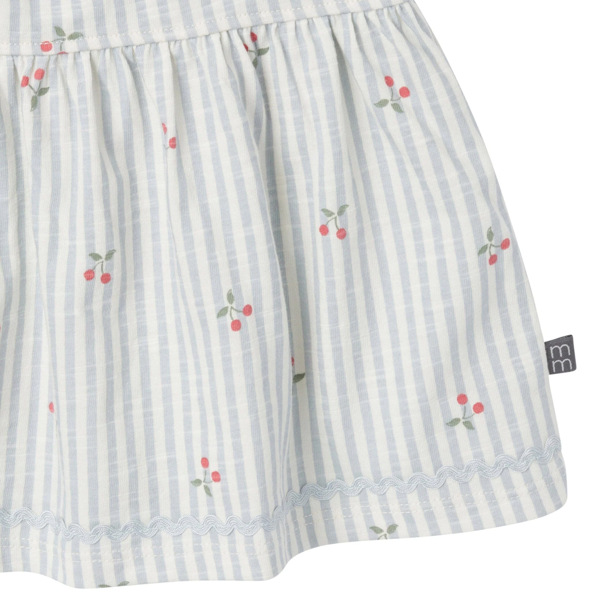 2-Piece Infant & Toddler Girls Cherry Stripes Ruffle Top and Shorts Set - Image 3