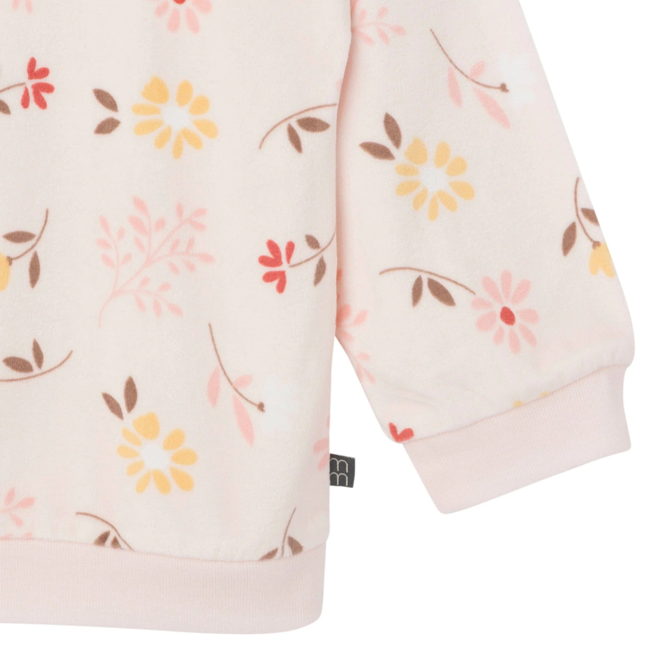 2-Piece Infant & Toddler Girls Light Pink Falling Flower Fleece Pajama Set - Image 6