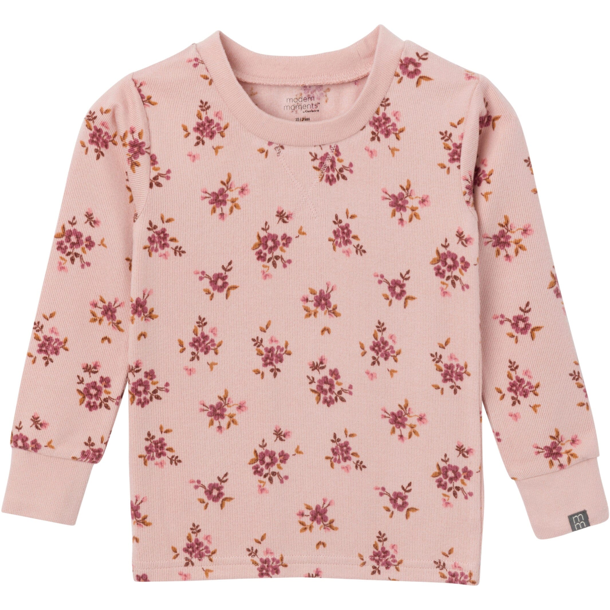 2-Piece Infant & Toddler Girls Light Rose Dahlia Toss Hacci Pajama Set - Image 3