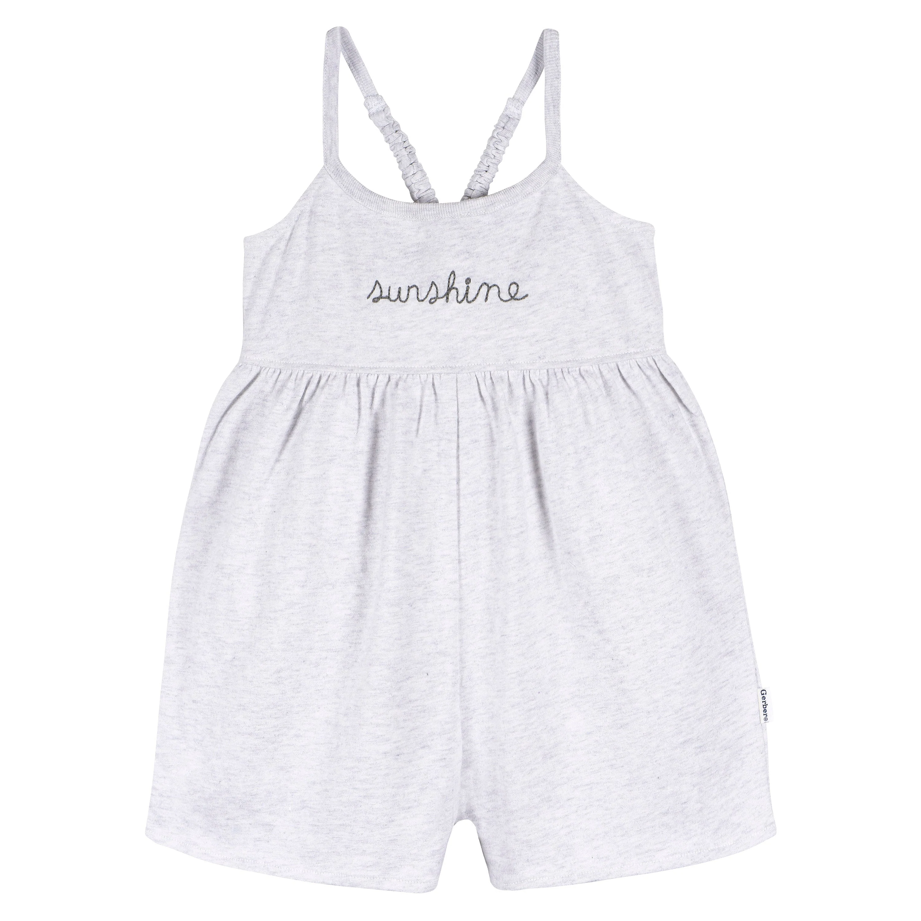 2-Pack Infant and Toddler Girls Light Grey Heather & Sand Dollars Rompers - Image 3