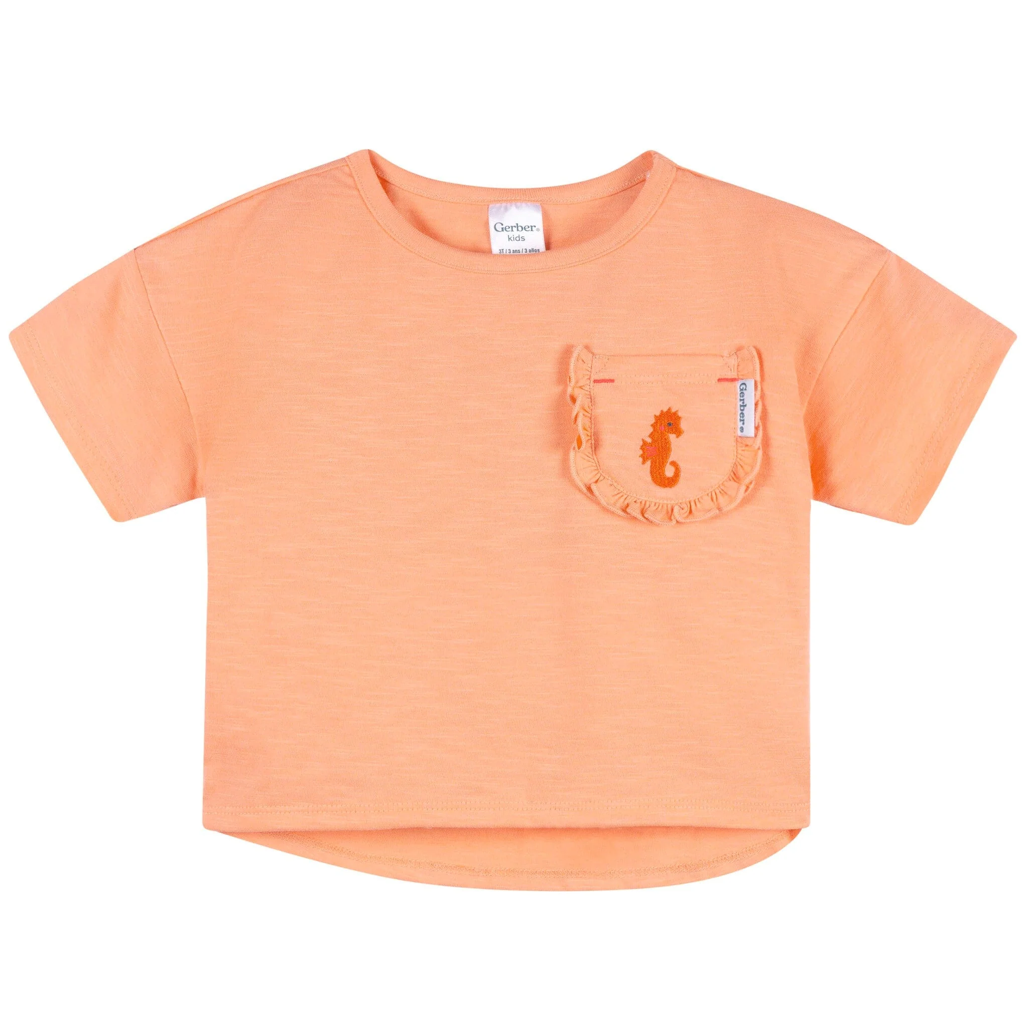 2-Piece Infant & Toddler Girls Seahorse Pocket Tee and Shorts Set - Image 2