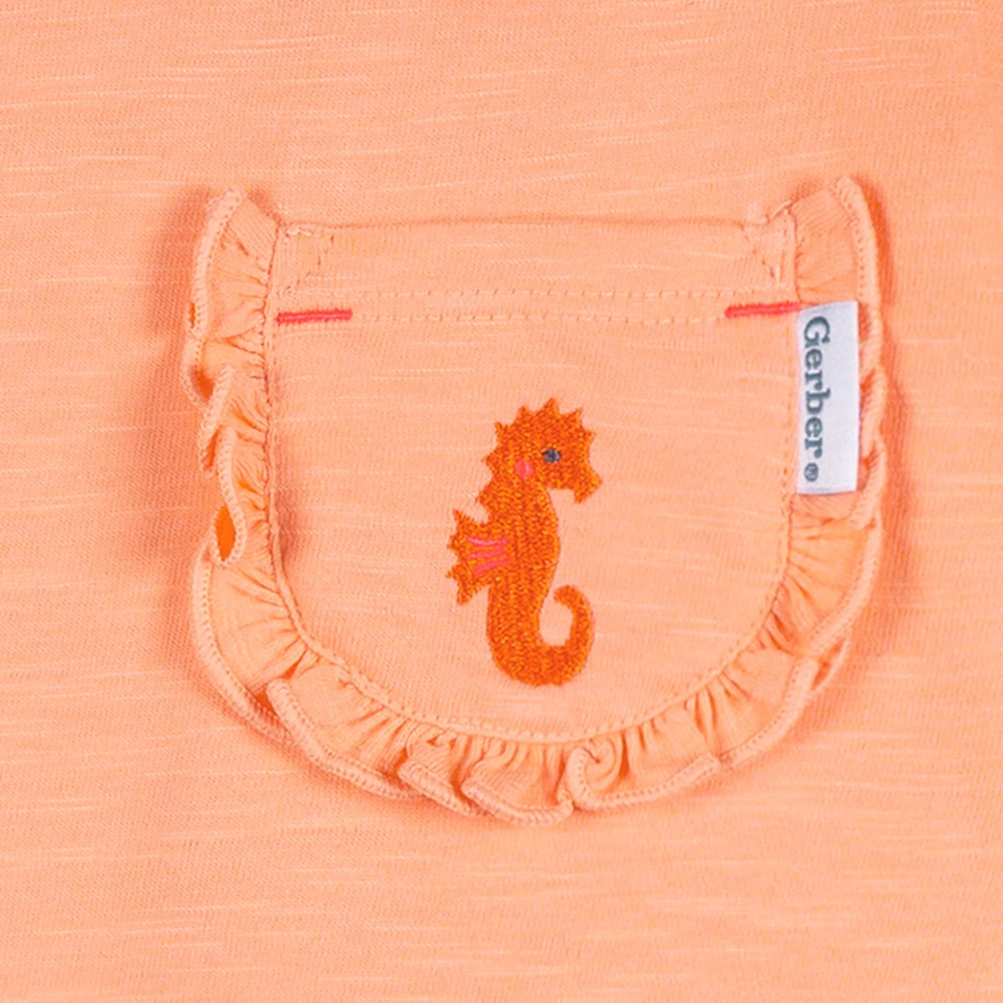 2-Piece Infant & Toddler Girls Seahorse Pocket Tee and Shorts Set - Image 4