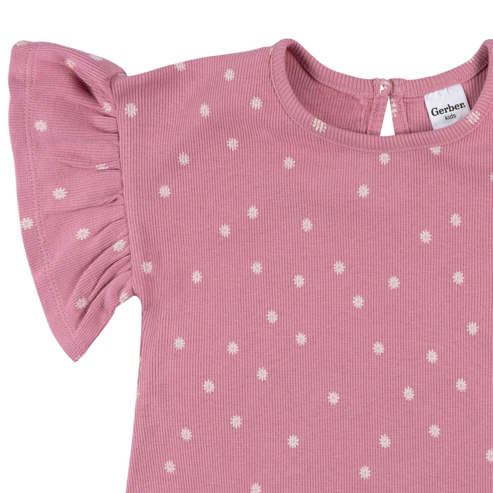 2-Piece Infant & Toddler Girls Pink Flower Shirt and Shorts Set - Image 3