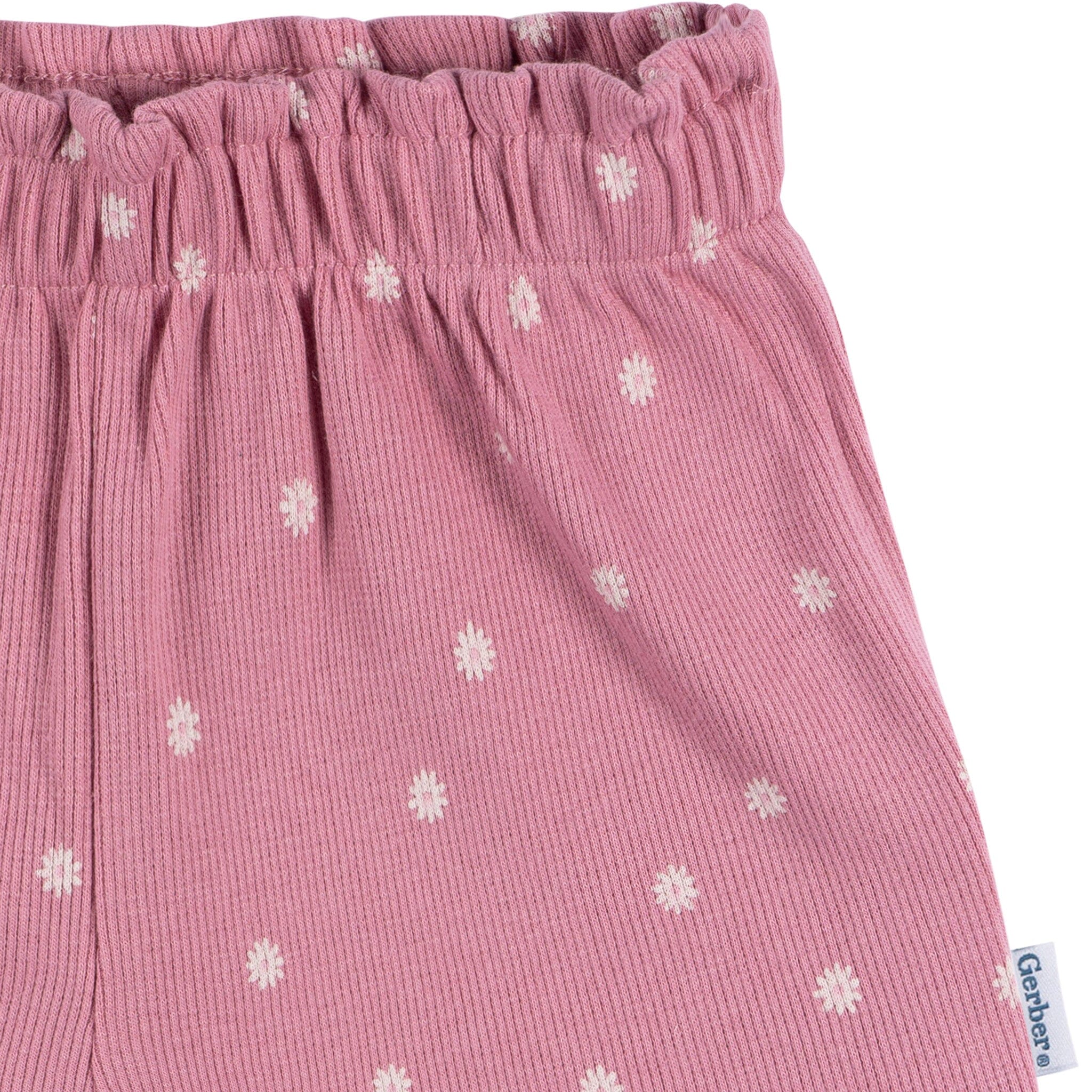 2-Piece Infant & Toddler Girls Pink Flower Shirt and Shorts Set - Image 5