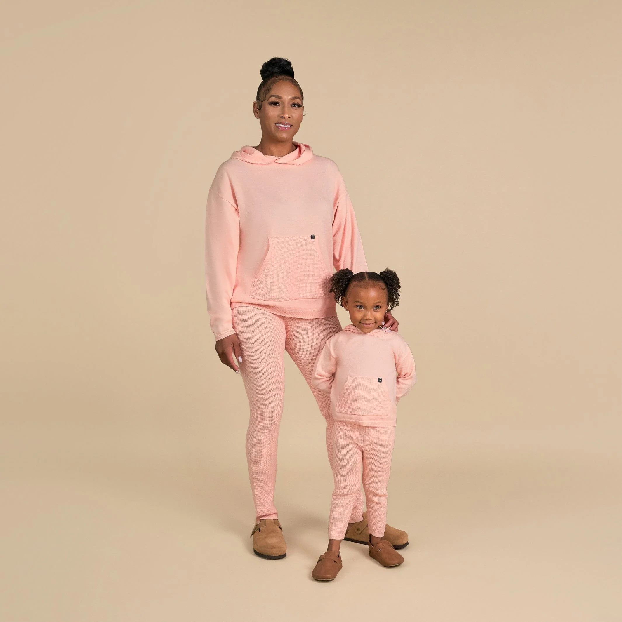 2-Piece Infant & Toddler Pink Hooded Waffle Top and Legging Viscose Set - Image 3