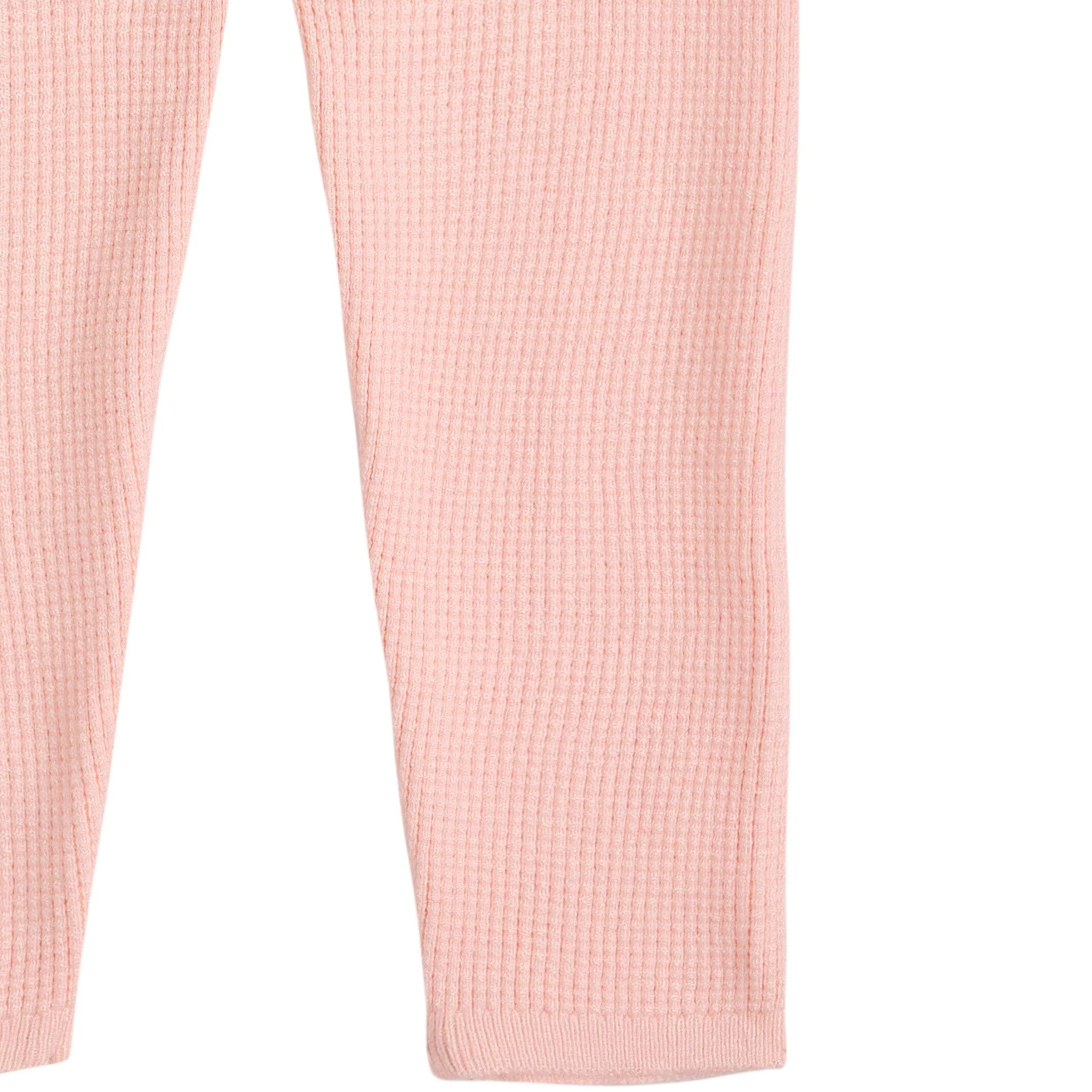 2-Piece Infant & Toddler Pink Hooded Waffle Top and Legging Viscose Set - Image 8