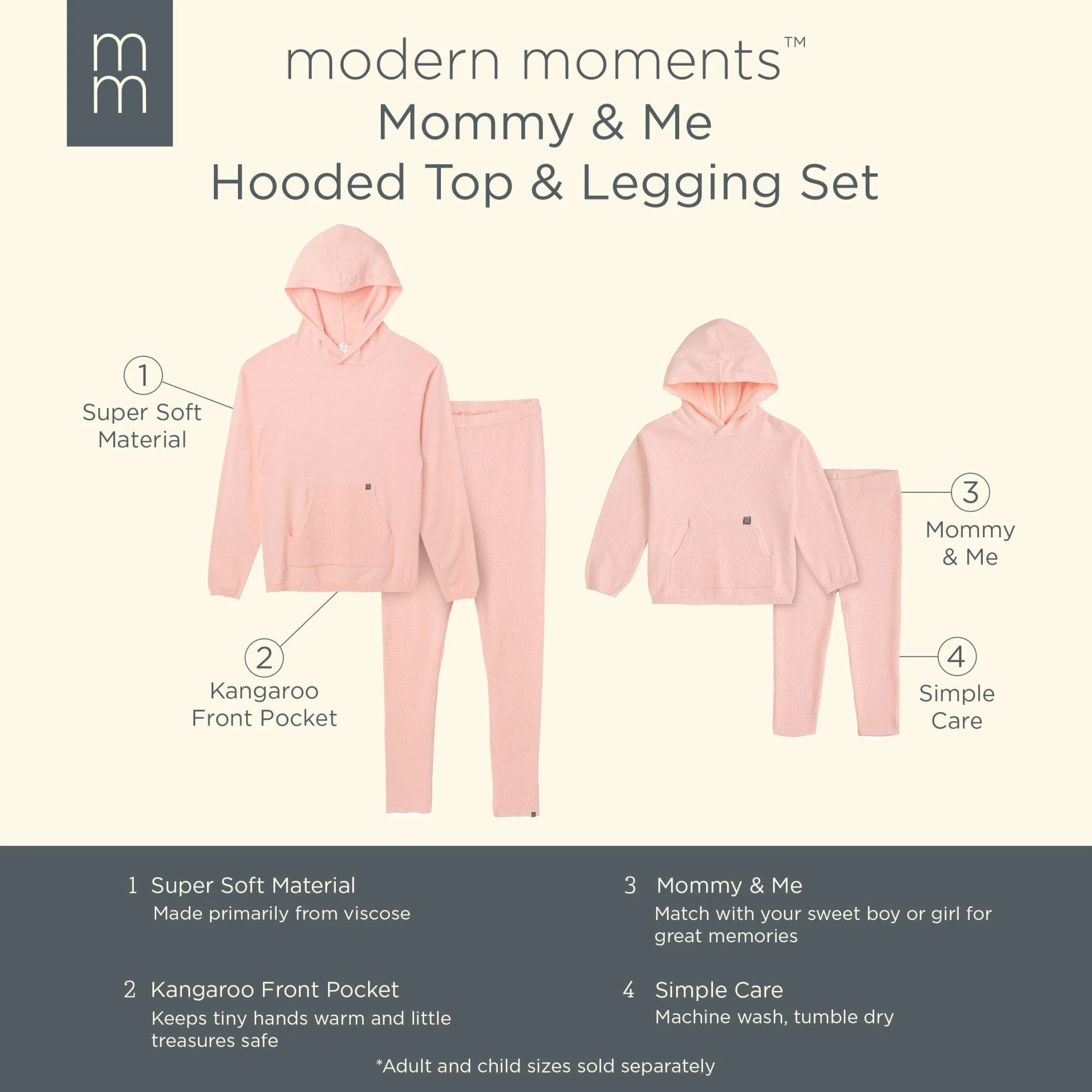 2-Piece Infant & Toddler Pink Hooded Waffle Top and Legging Viscose Set - Image 9