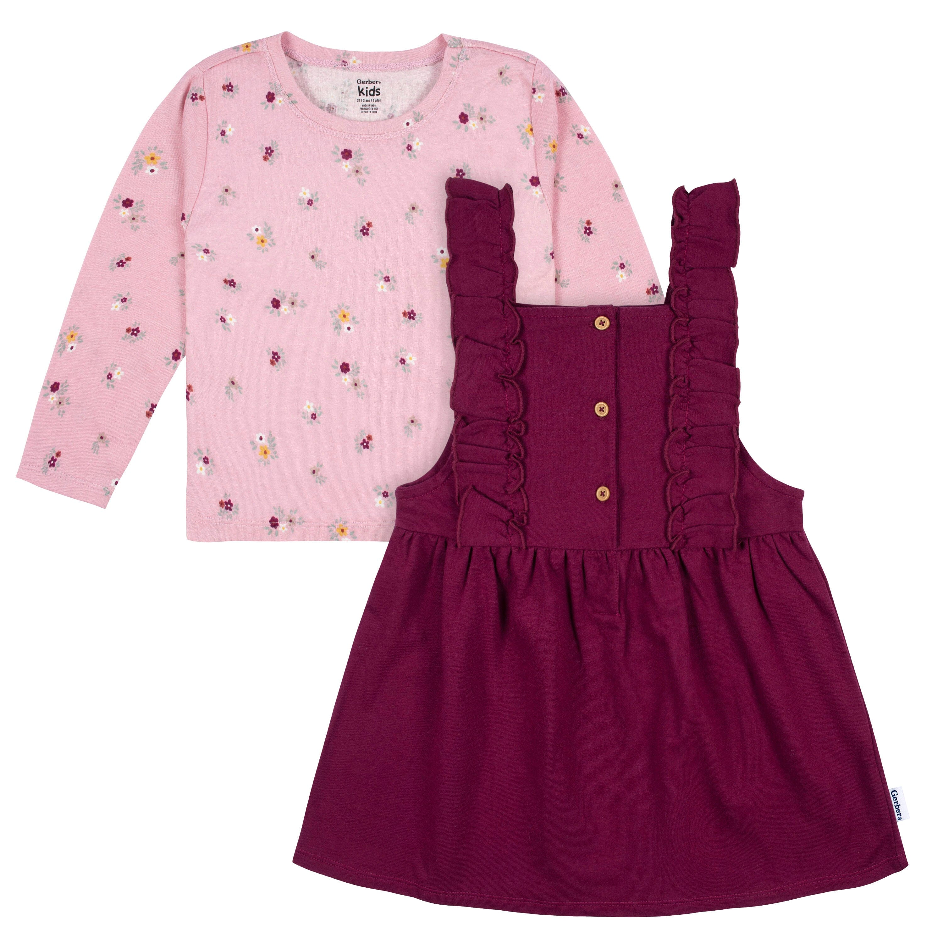2-Piece Infant Girls Purple Floral Jumper & Top Set, 12M - Image 2