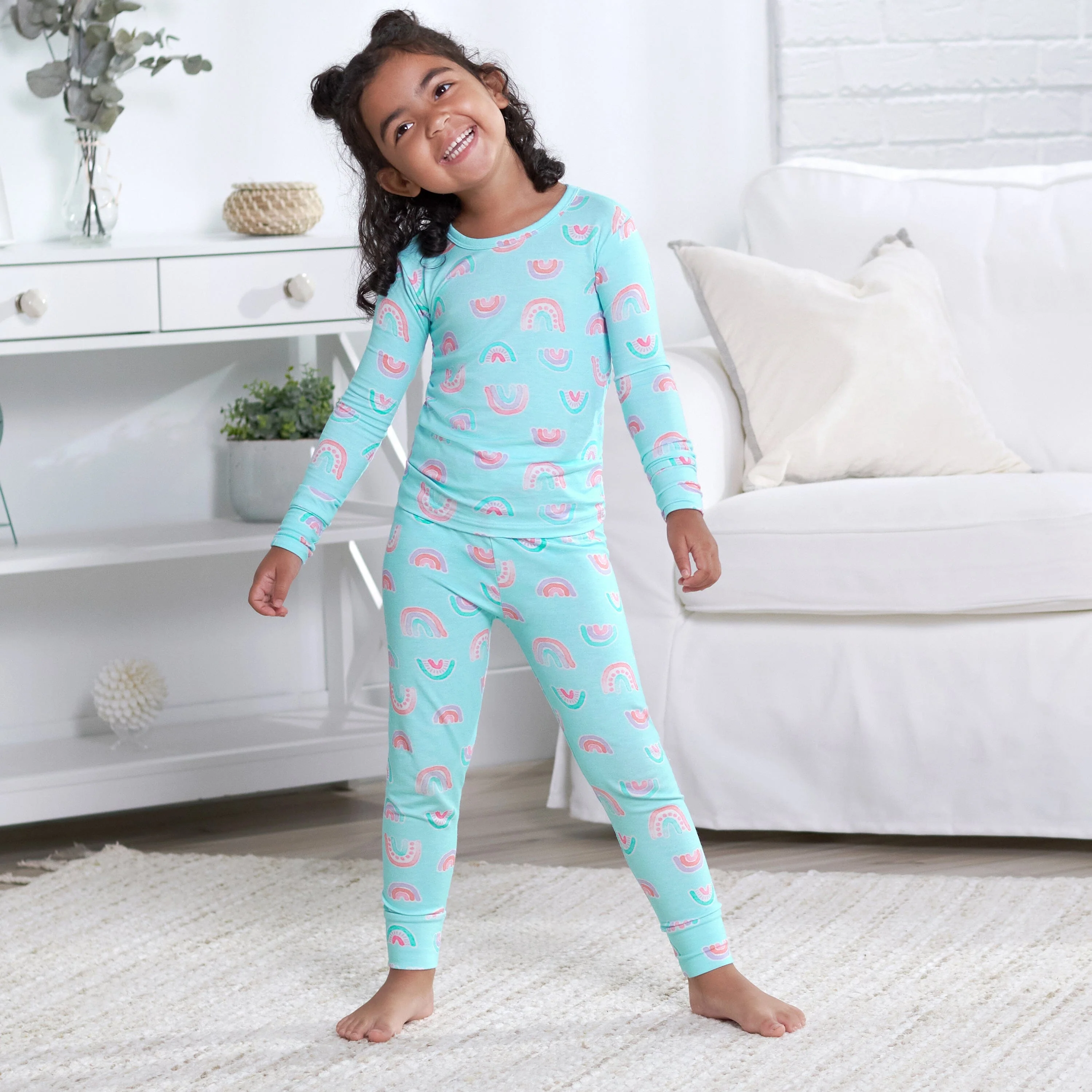 2-Piece Infant & Toddler Rainbow Sky Buttery Soft Viscose Made from Eucalyptus Snug Fit Pajamas - Image 3