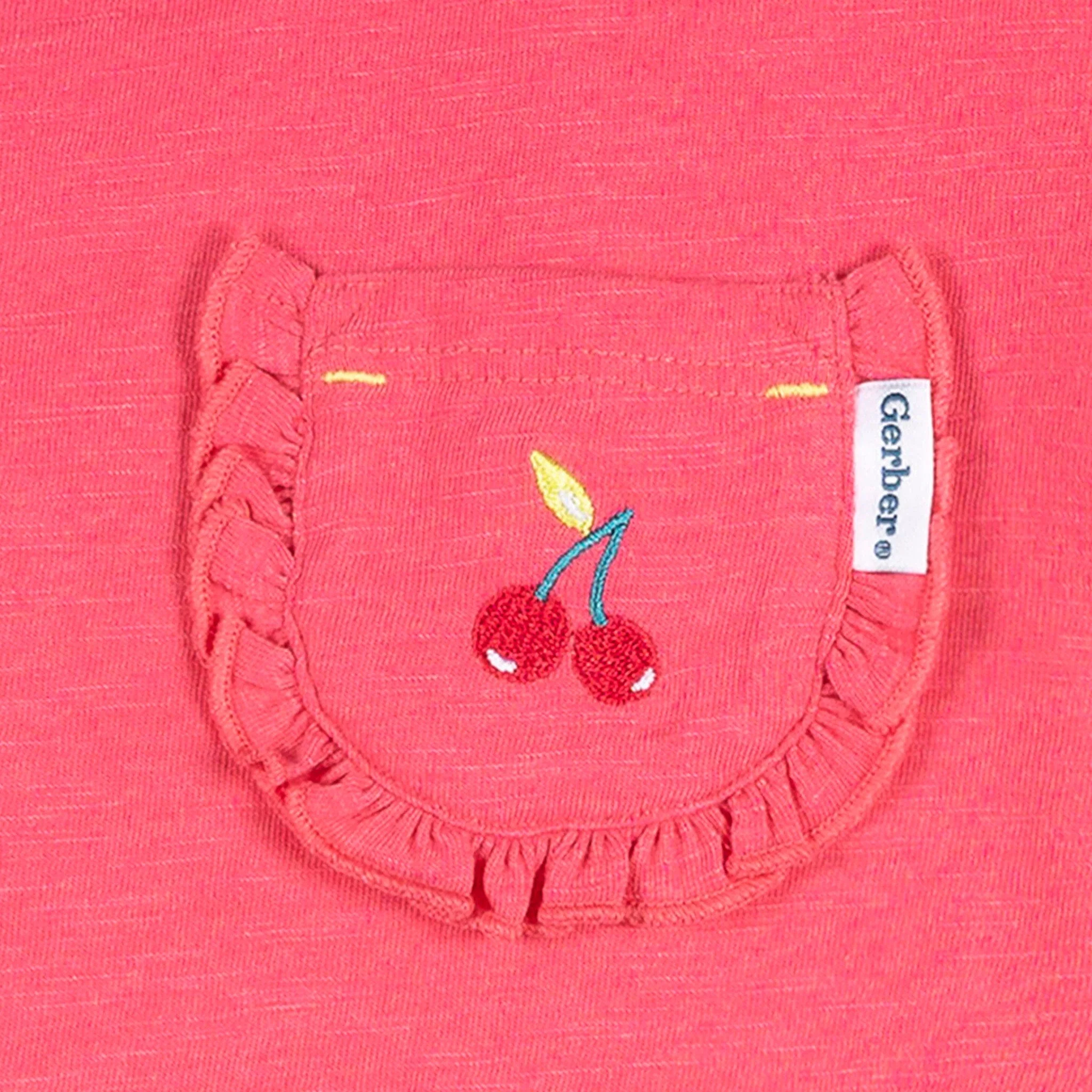 2-Piece Infant & Toddler Girls Cherry Pocket Tee and Shorts Set - Image 3