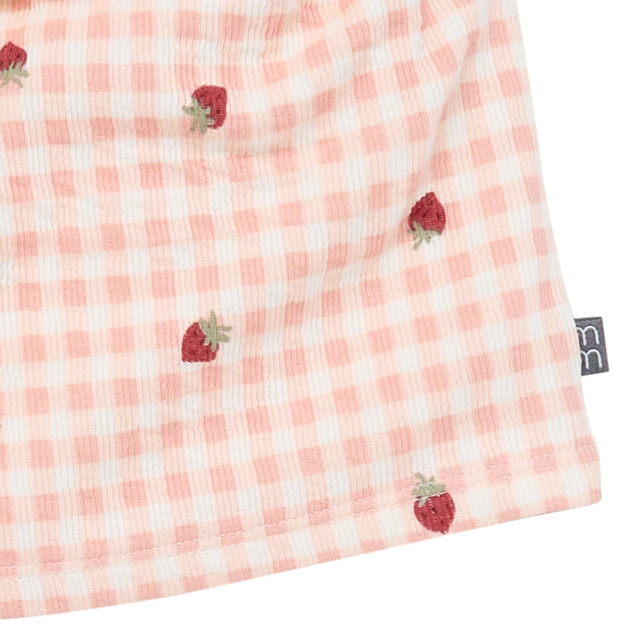 2-Piece Infant & Toddler Girls Rose Strawberry Gingham Top and Shorts Set - Image 4