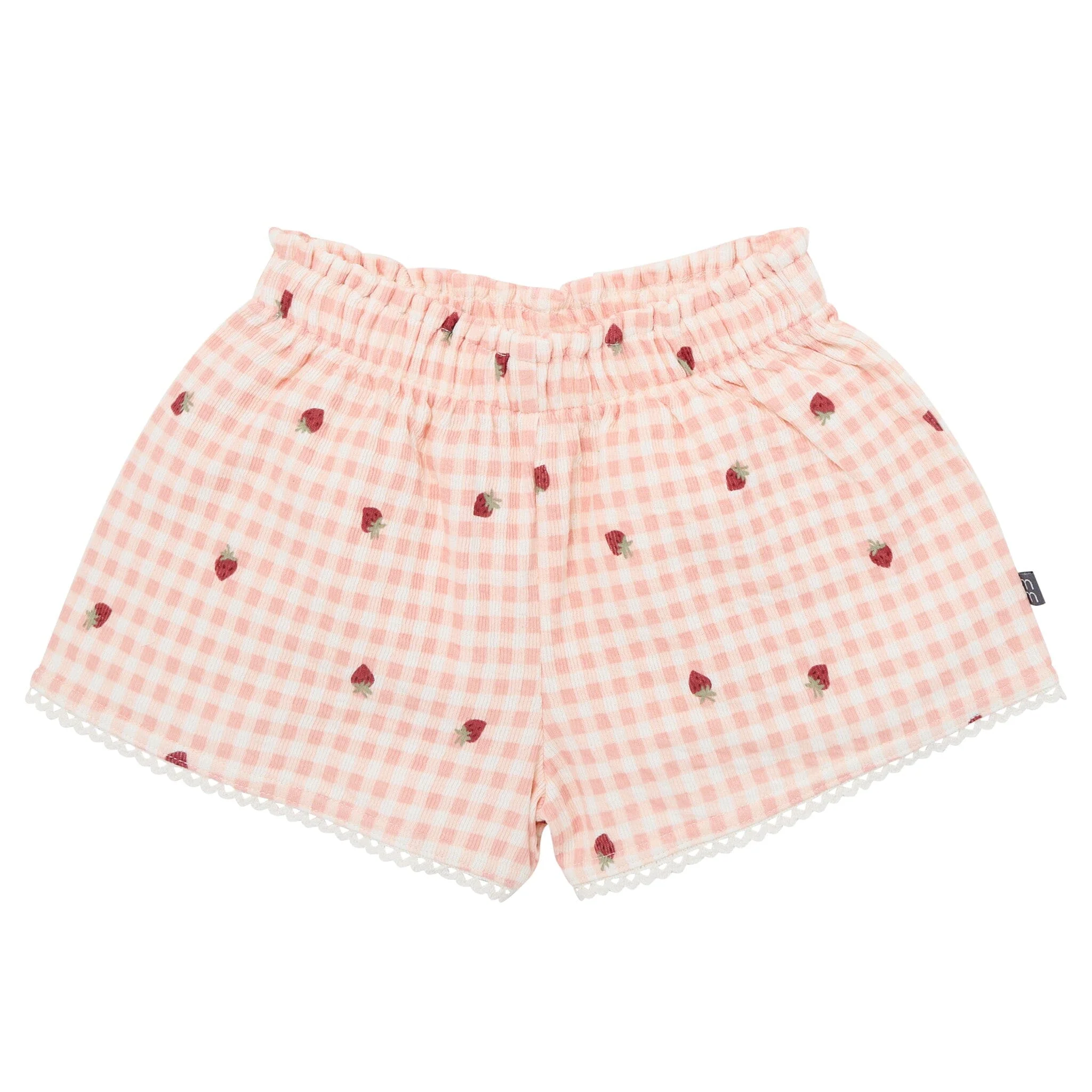 2-Piece Infant & Toddler Girls Rose Strawberry Gingham Top and Shorts Set - Image 5