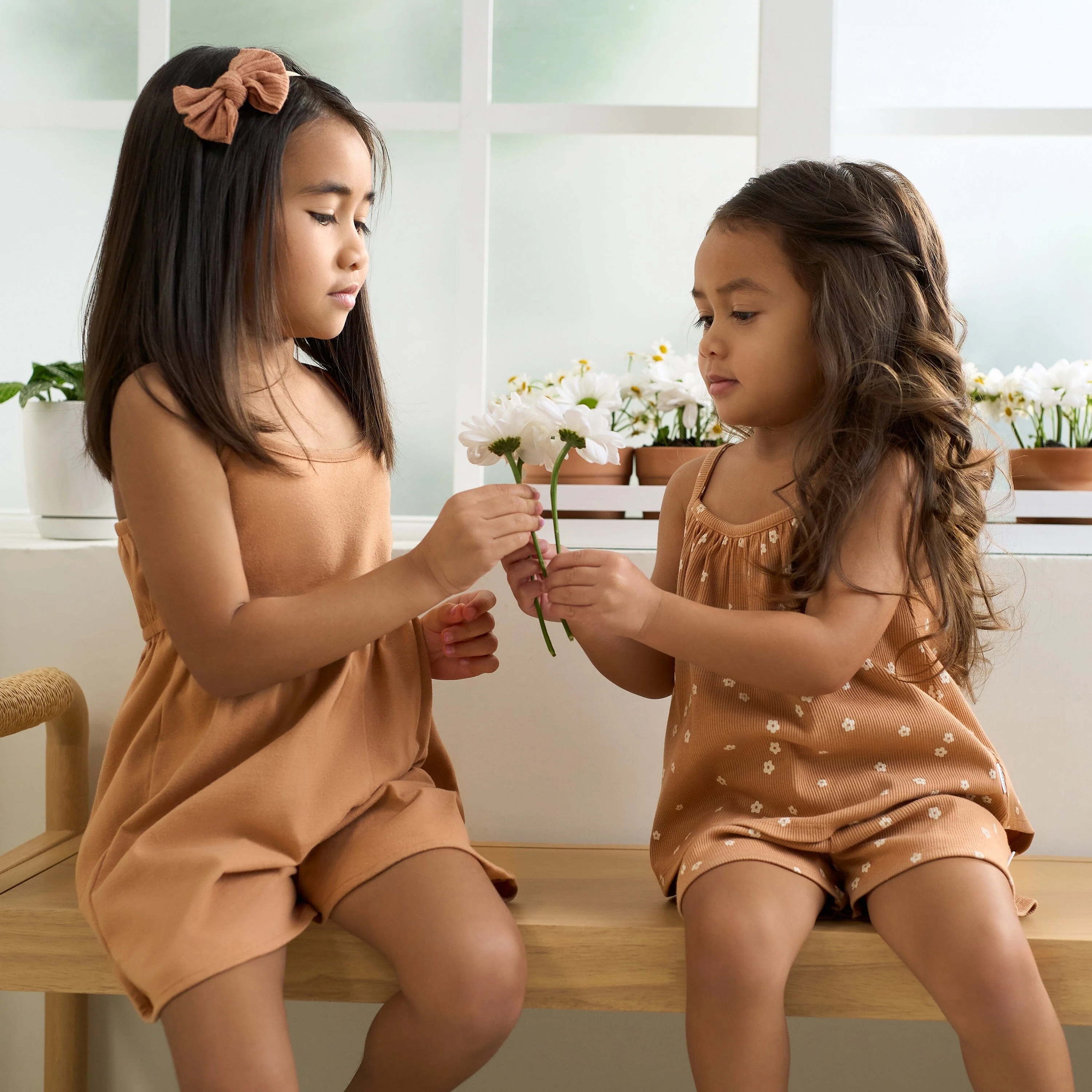 2-Pack Infant and Toddler Girls Rust & Floral Rompers - Image 3