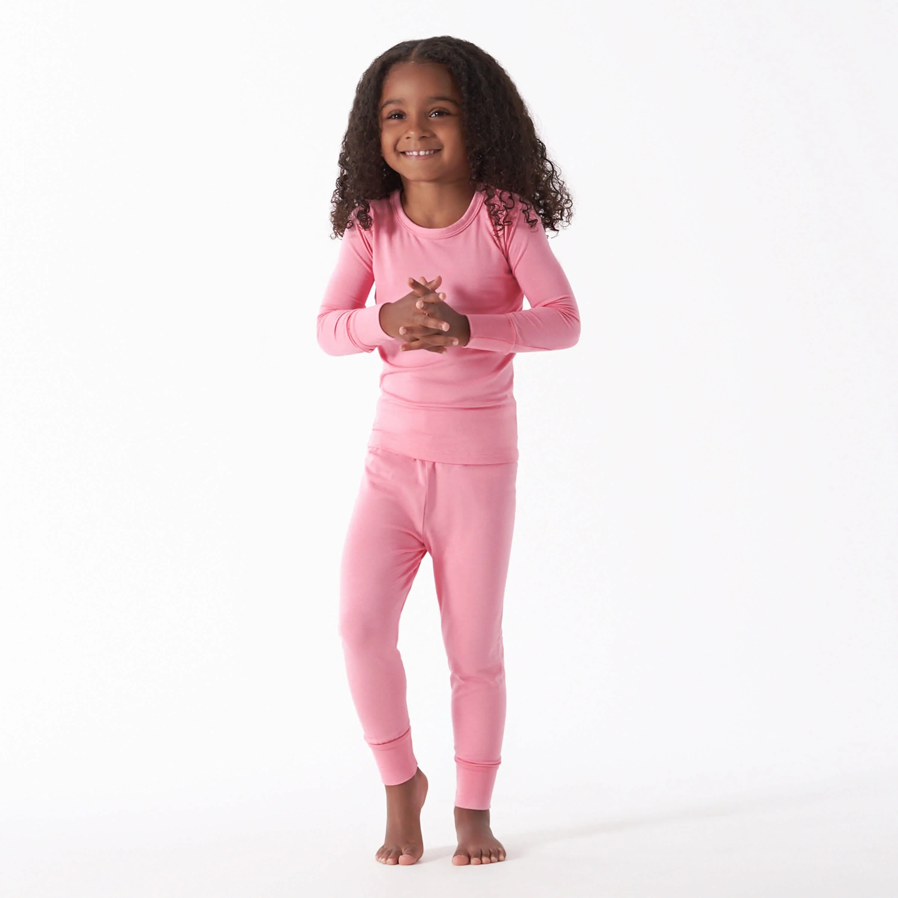 2-Piece Infant & Toddler Pink Lemonade Buttery Soft Viscose Made from Eucalyptus Snug Fit Pajamas - Image 3