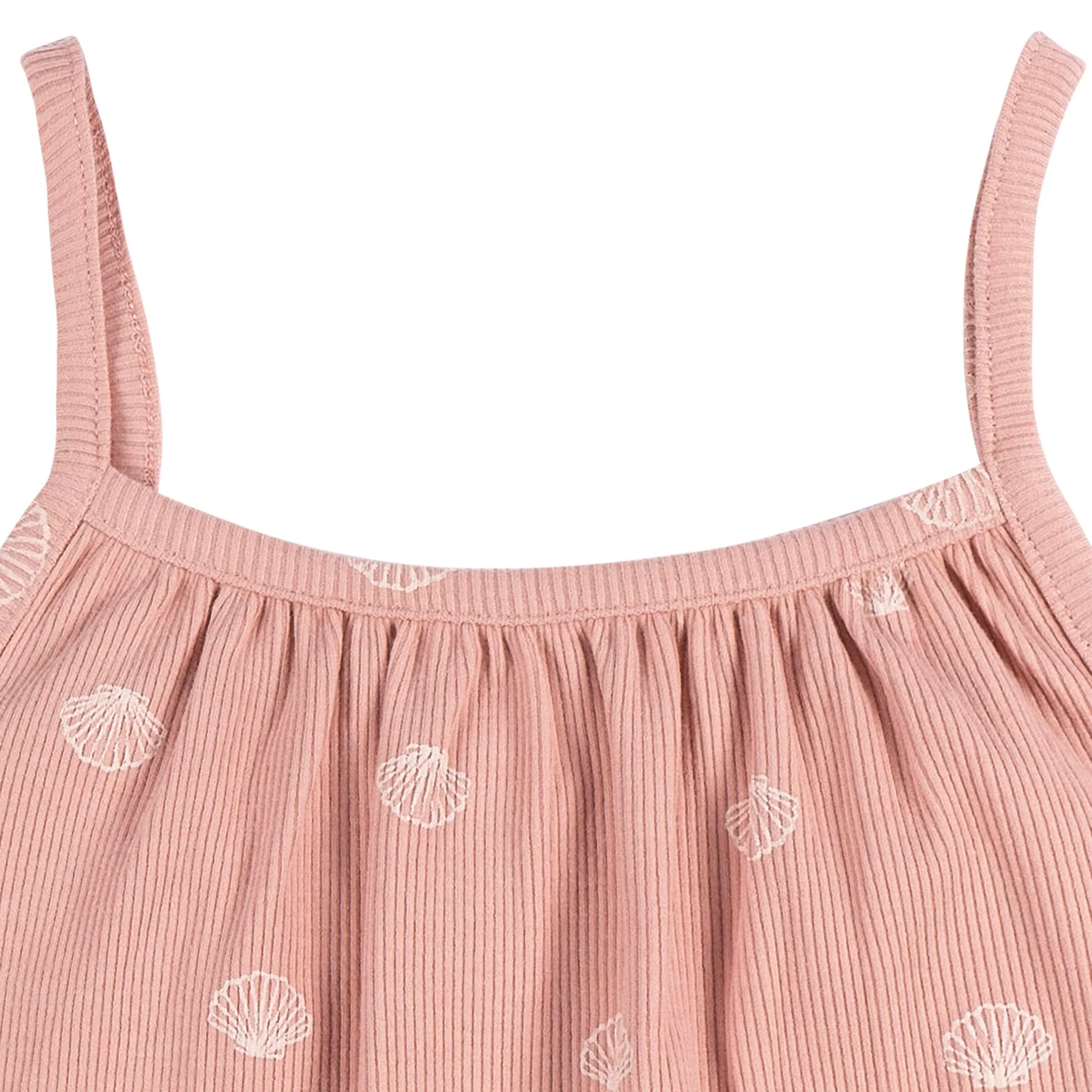 2-Piece Infant and Toddler Girls Seashells Tank Top & Shorts Set - Image 3