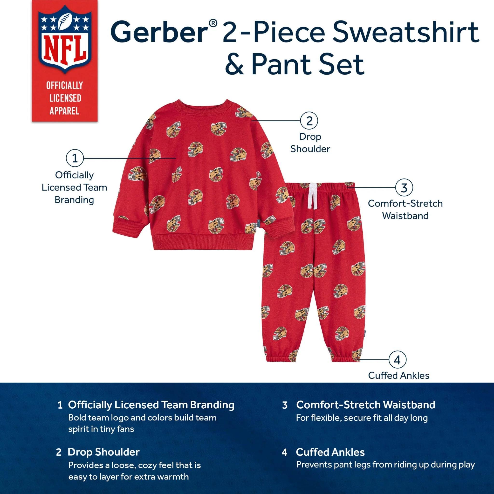 2-Piece Infant & Toddler San Francisco 49ers Sweatshirt and Pant Set - Image 5